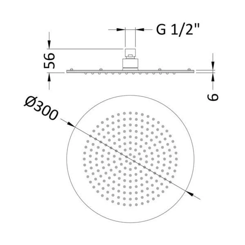 Nuie 300mm Round Fixed Shower Head Stainless Steel - Image 2