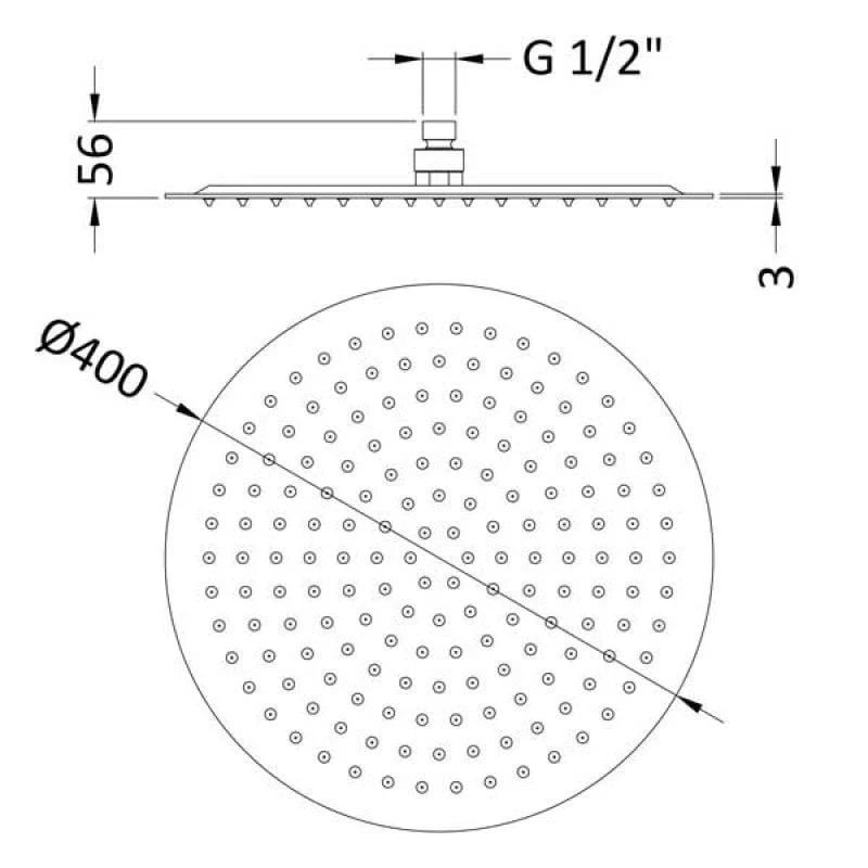 Nuie 400mm Round Fixed Stainless Steel Shower Head - Image 2
