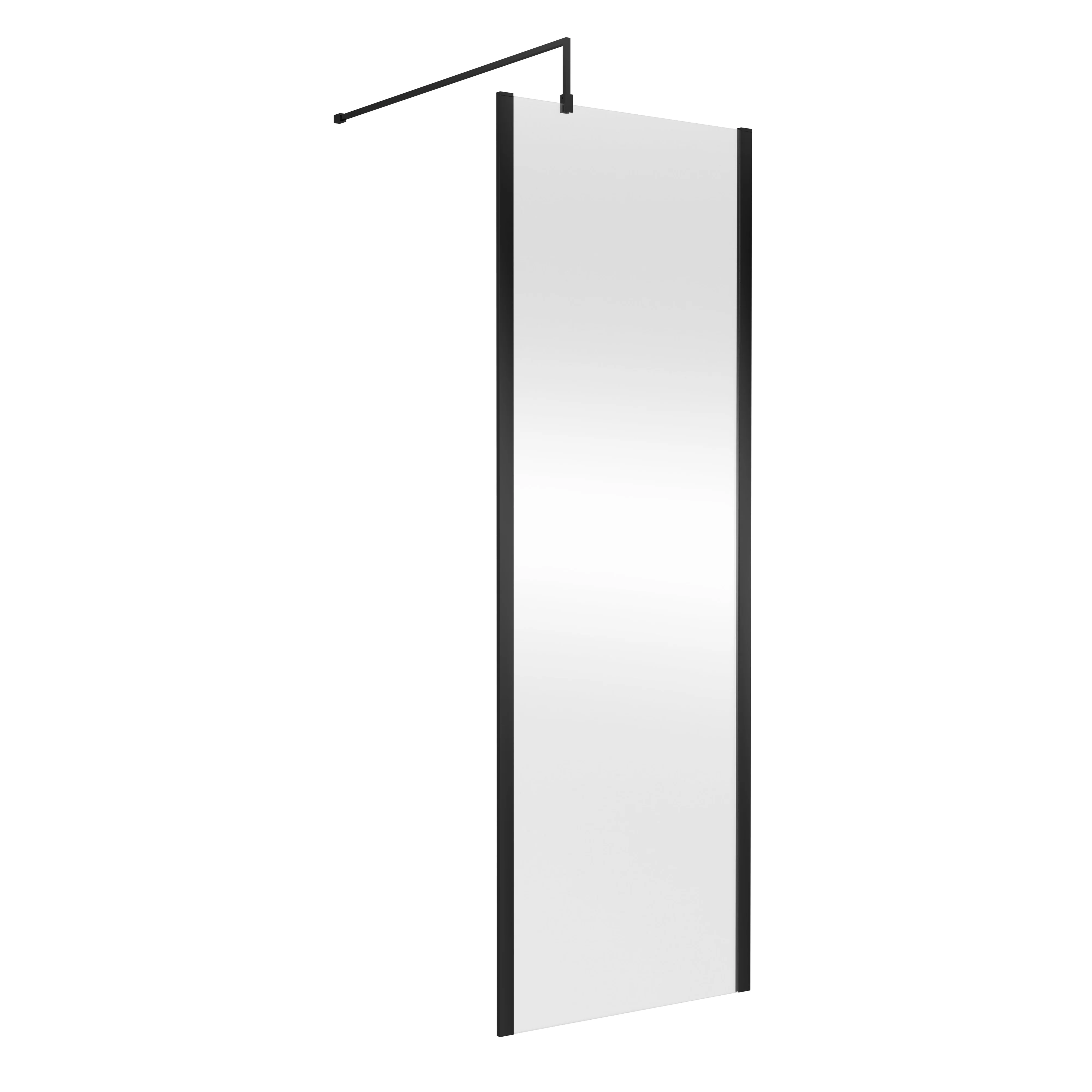 Nuie 1850x700mm Outer Framed Wetroom Screen with Support Bar - Matt Black