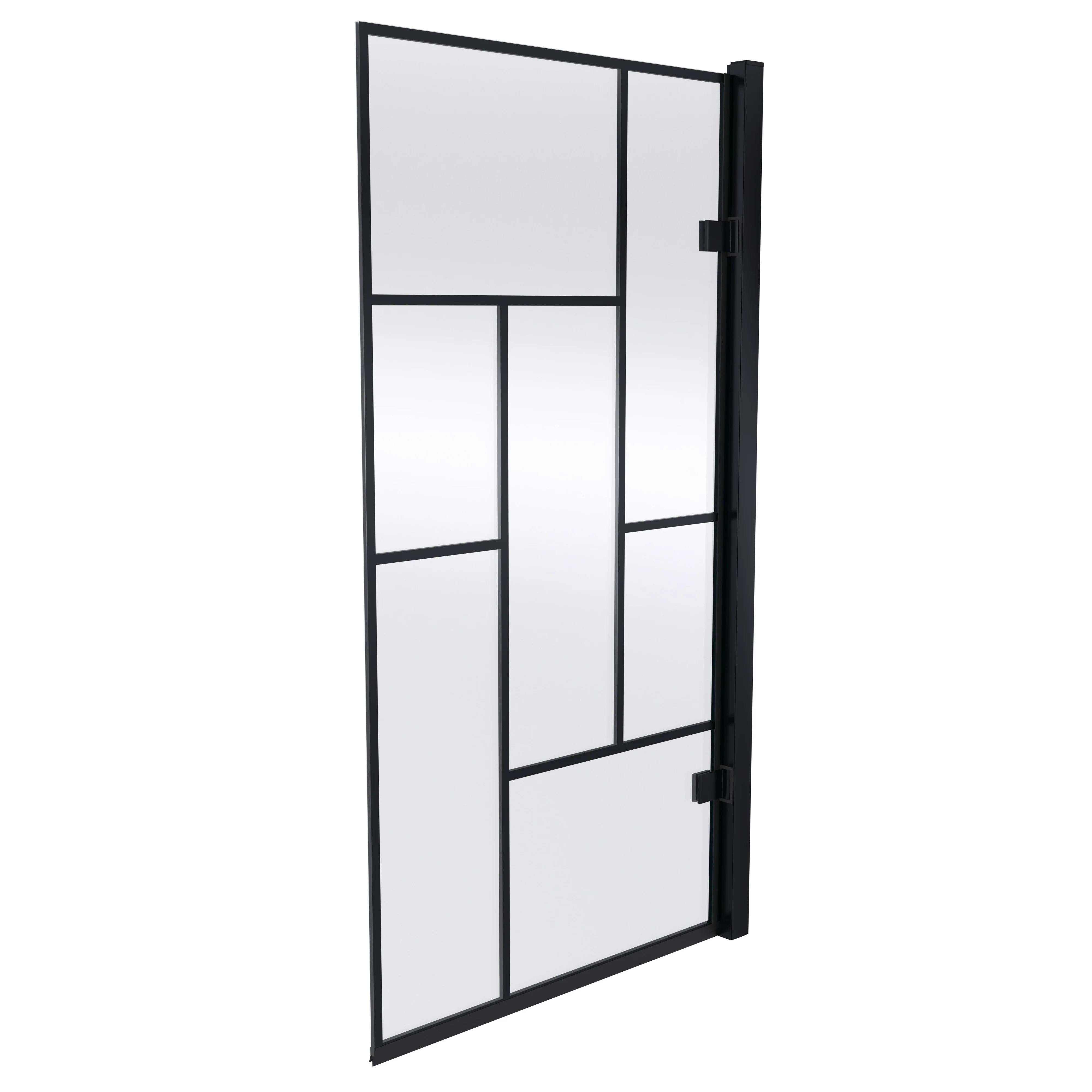 Nuie Abstract 8mm Hinged Bath Screen - Matt Black - Image 2