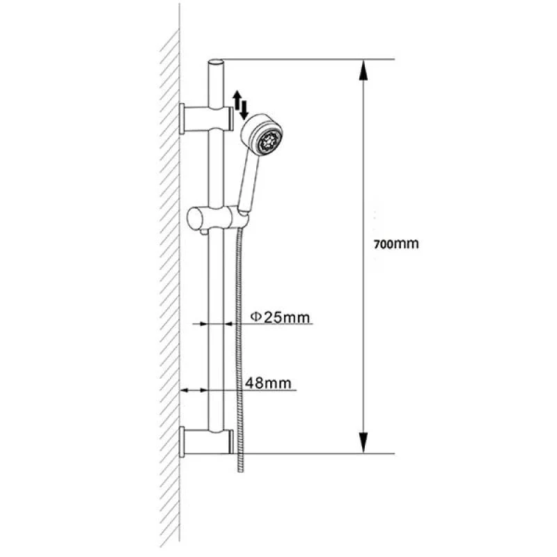 Nuie  Adjustable Slider Shower Rail Kit Three Function Handset Chrome - Image 3