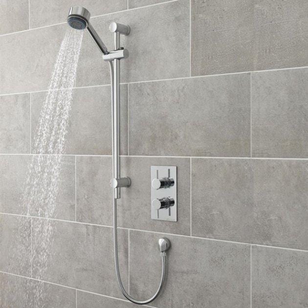 Nuie  Adjustable Slider Shower Rail Kit Three Function Handset Chrome - Image 4