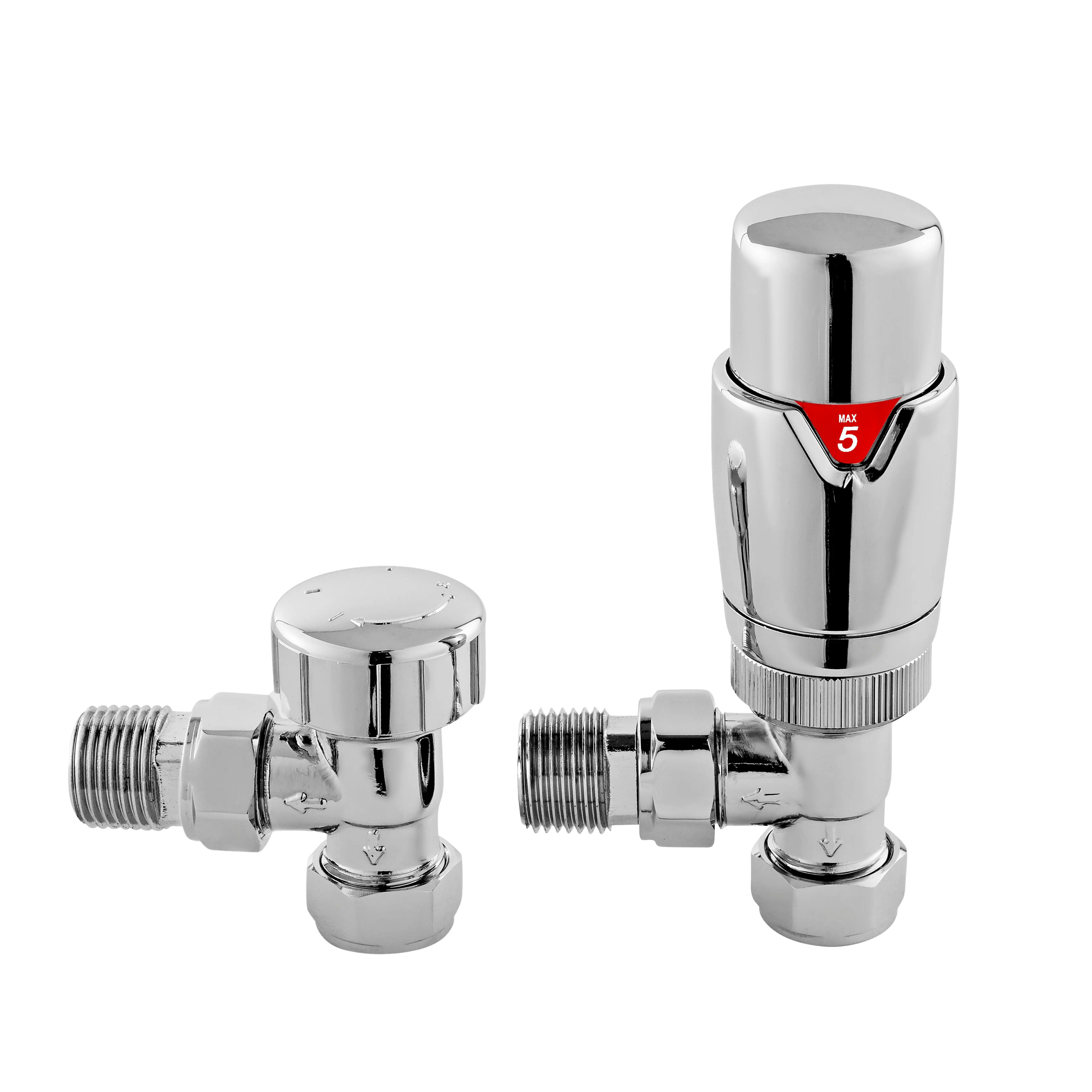 Nuie Angled Thermostatic Radiator Valve Pack - Chrome
