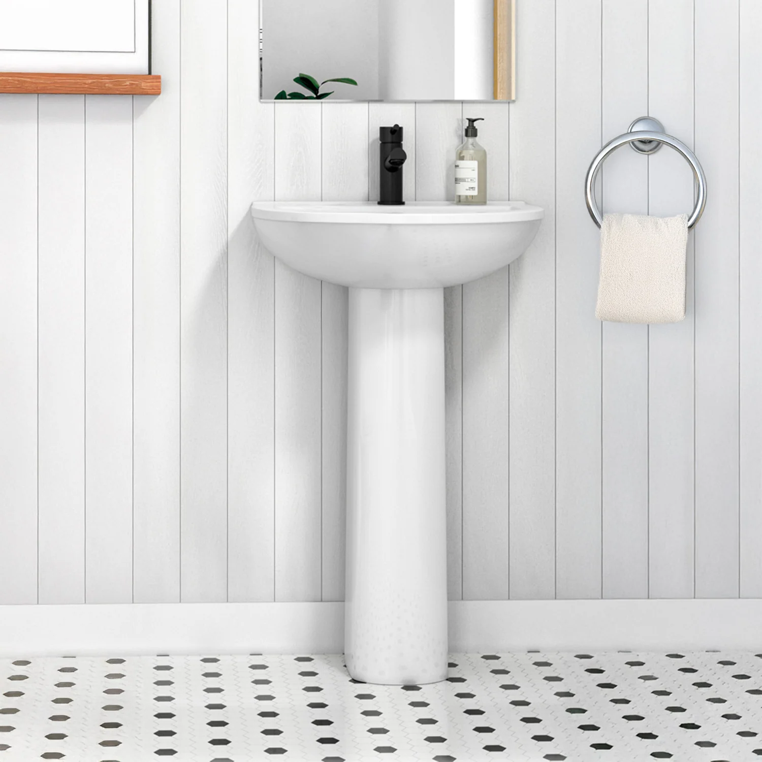 Nuie Arley 550mm Basin & Pedestal - 1 Tap Hole