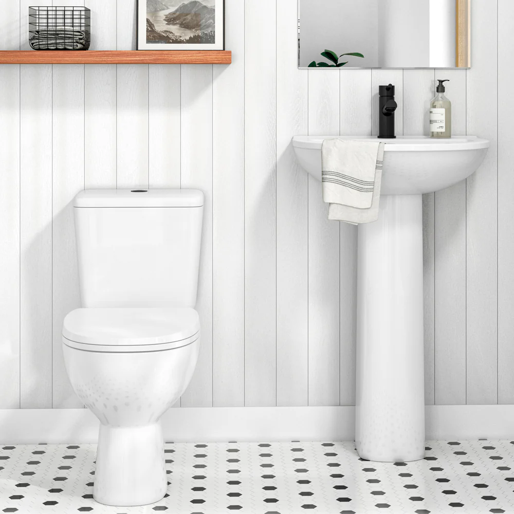 Nuie Arley 550mm Basin & Pedestal - 1 Tap Hole - Image 3
