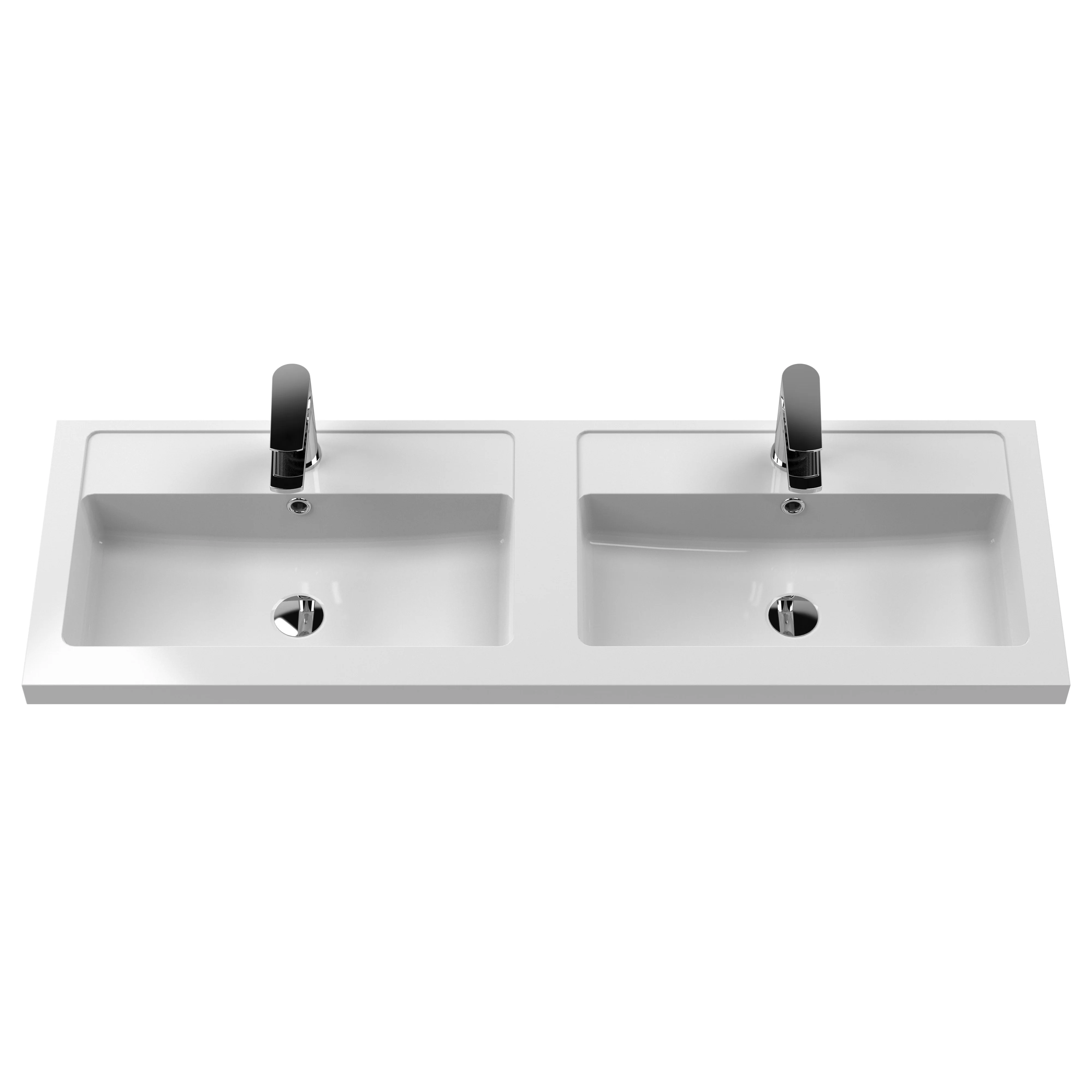 Nuie Arno 1200mm Floor Standing 4-Door Vanity & Double Polymarble Basin - Bleached Oak - Image 2