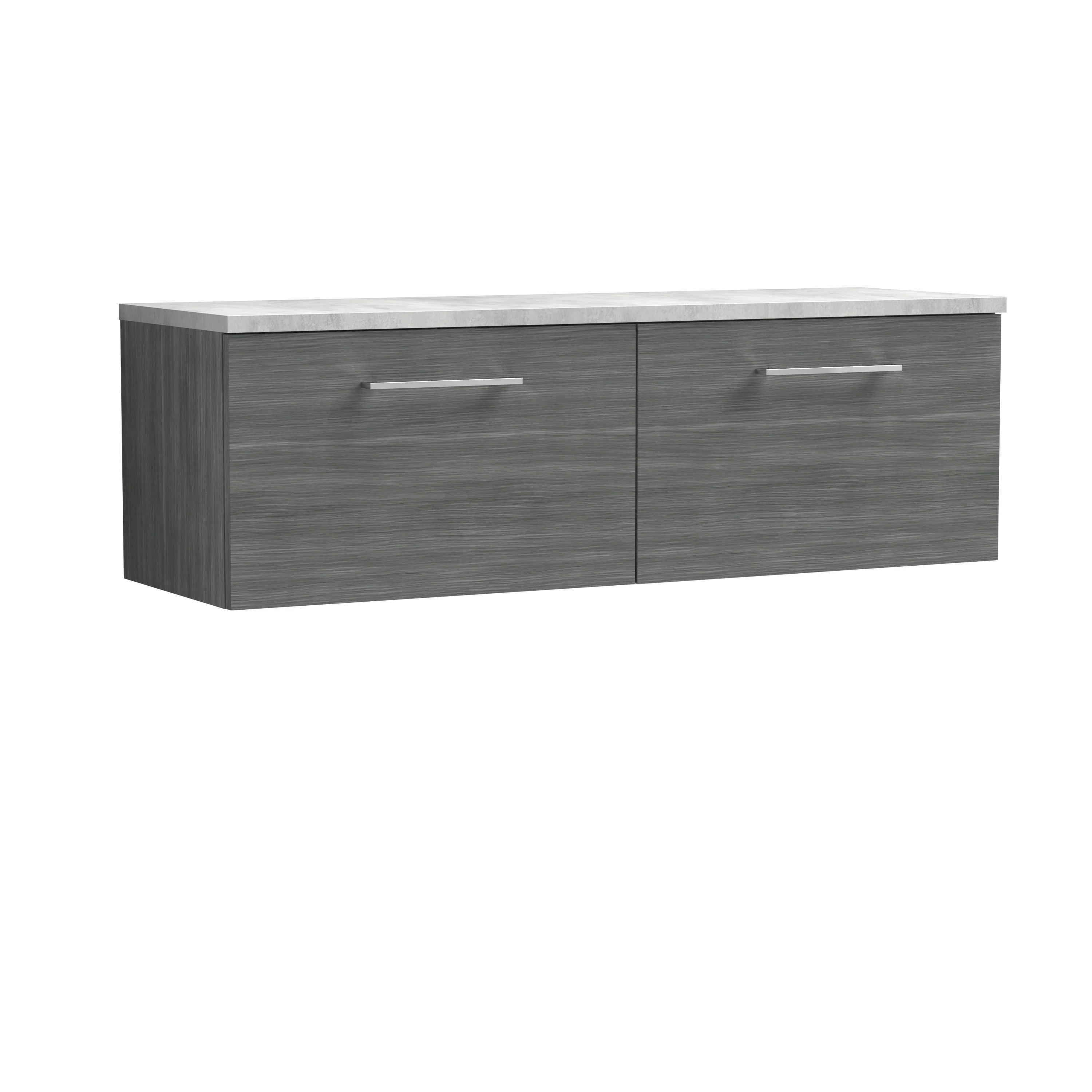 Nuie Arno 1200mm Wall Hung 2-Drawer Vanity & Laminate Worktop - Anthracite Woodgrain - Image 2