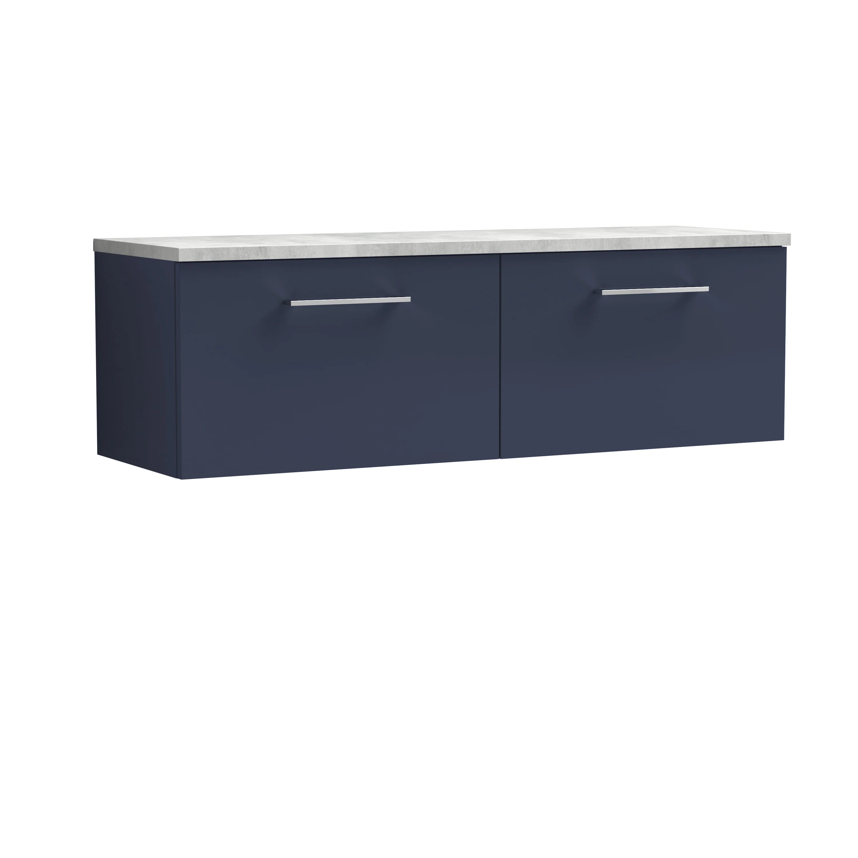 Nuie Arno 1200mm Wall Hung 2-Drawer Vanity & Laminate Worktop - Midnight Blue - Image 2