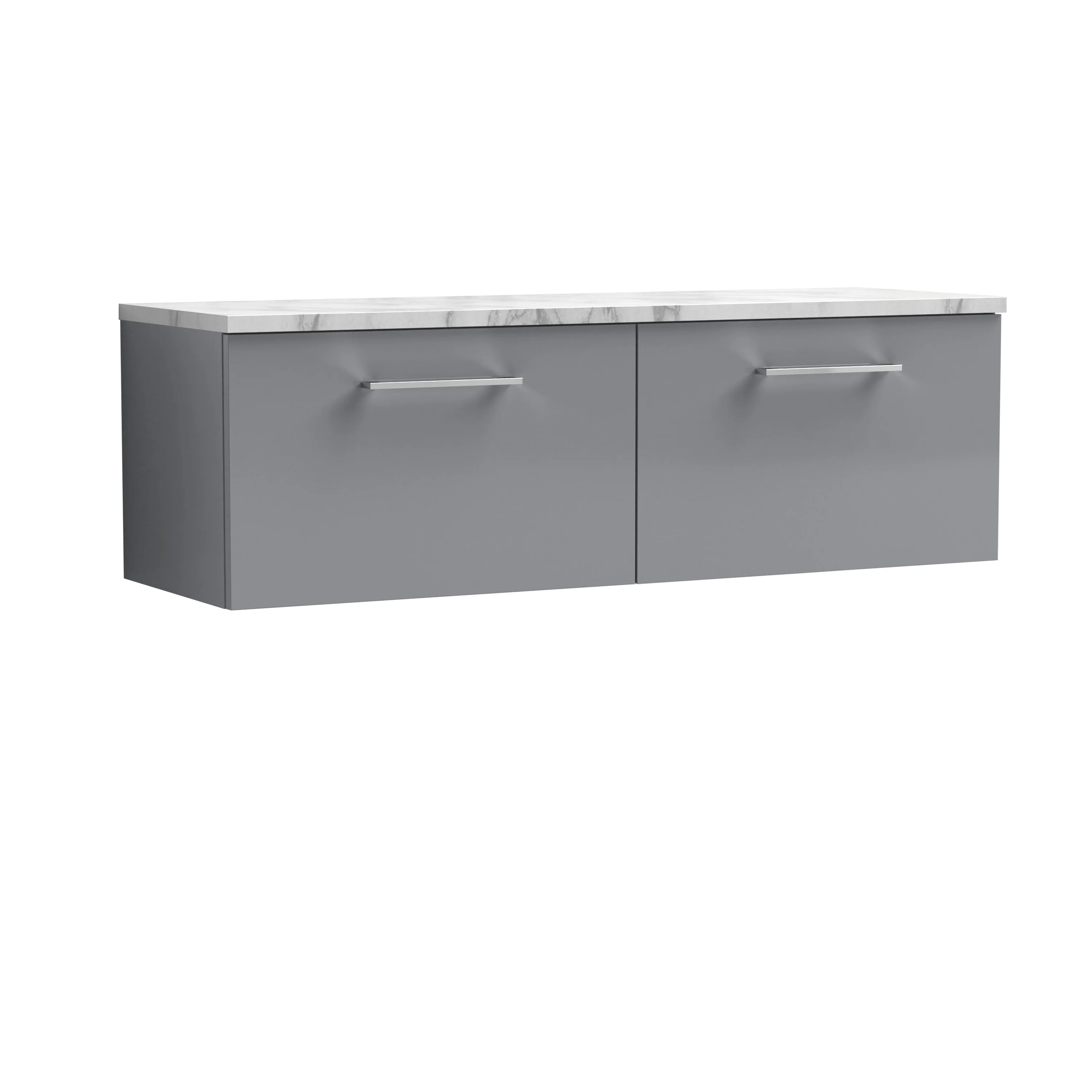 Nuie Arno 1200mm Wall Hung 2-Drawer Vanity & Laminate Worktop - Satin Grey - Image 2