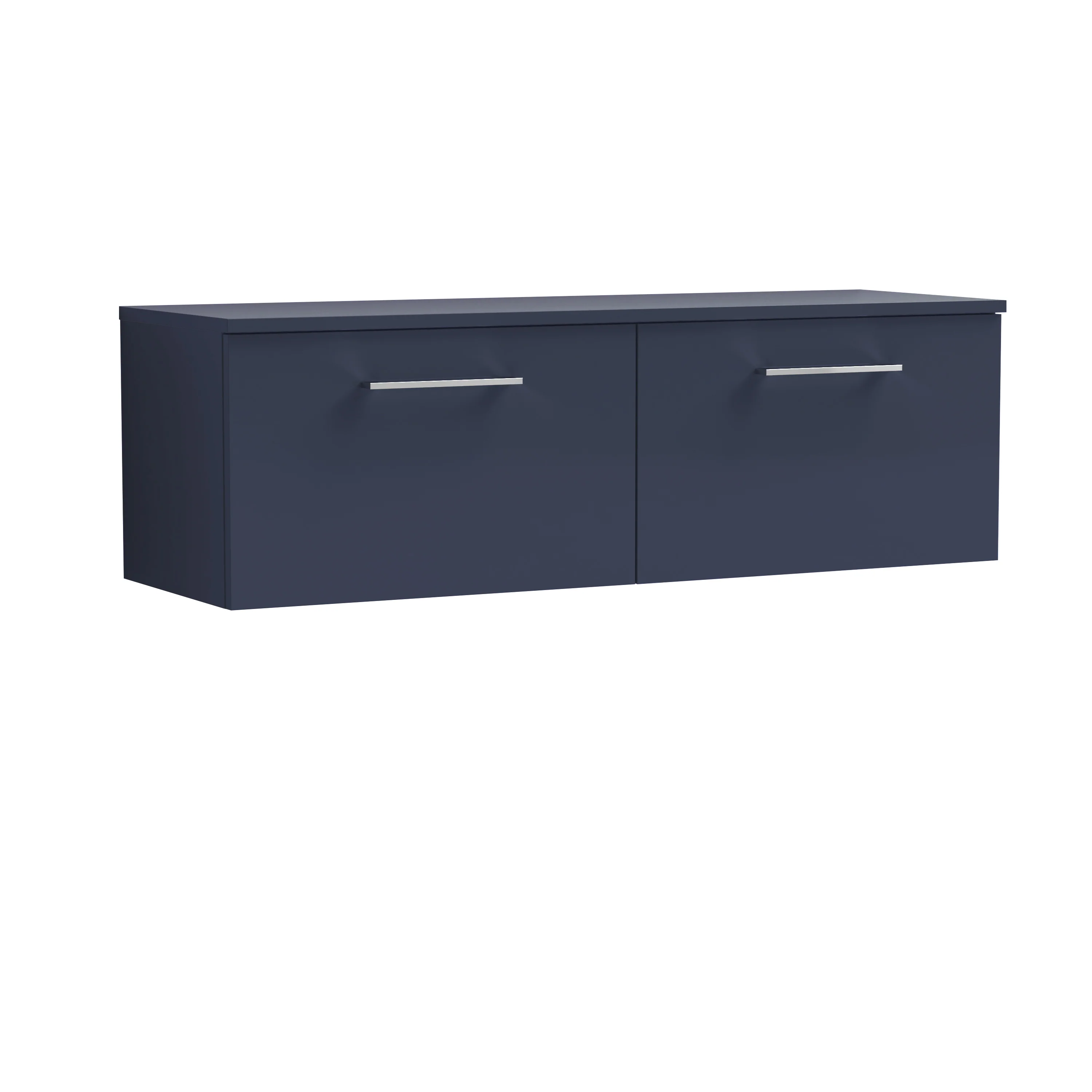Nuie Arno 1200mm Wall Hung 2-Drawer Vanity & Worktop - Midnight Blue