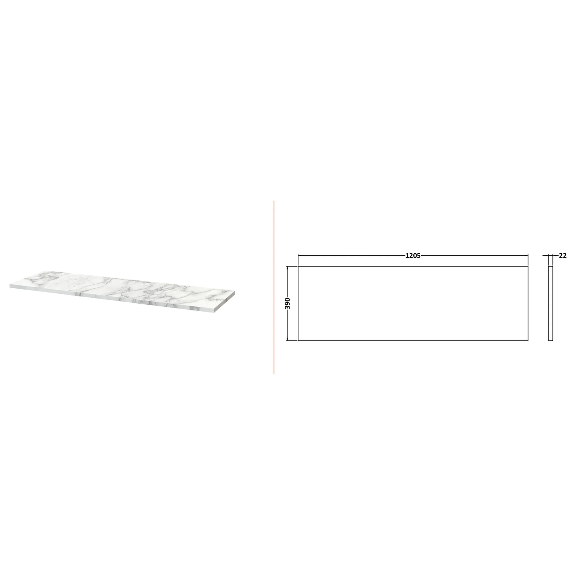 Nuie Arno 1200mm Wall Hung 4-Door Vanity & Laminate Worktop - Gloss White (Carrera Marble Worktop) - Image 3
