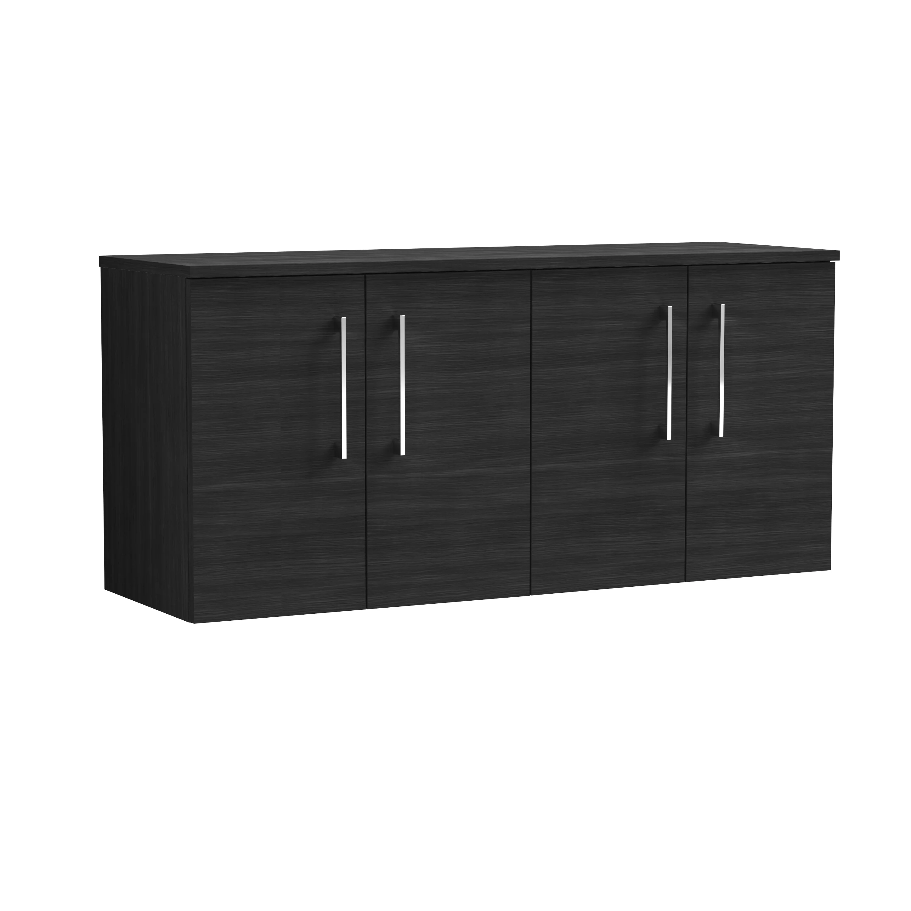 Nuie Arno 1200mm Wall Hung 4-Door Vanity & Worktop - Charcoal Black - Image 2