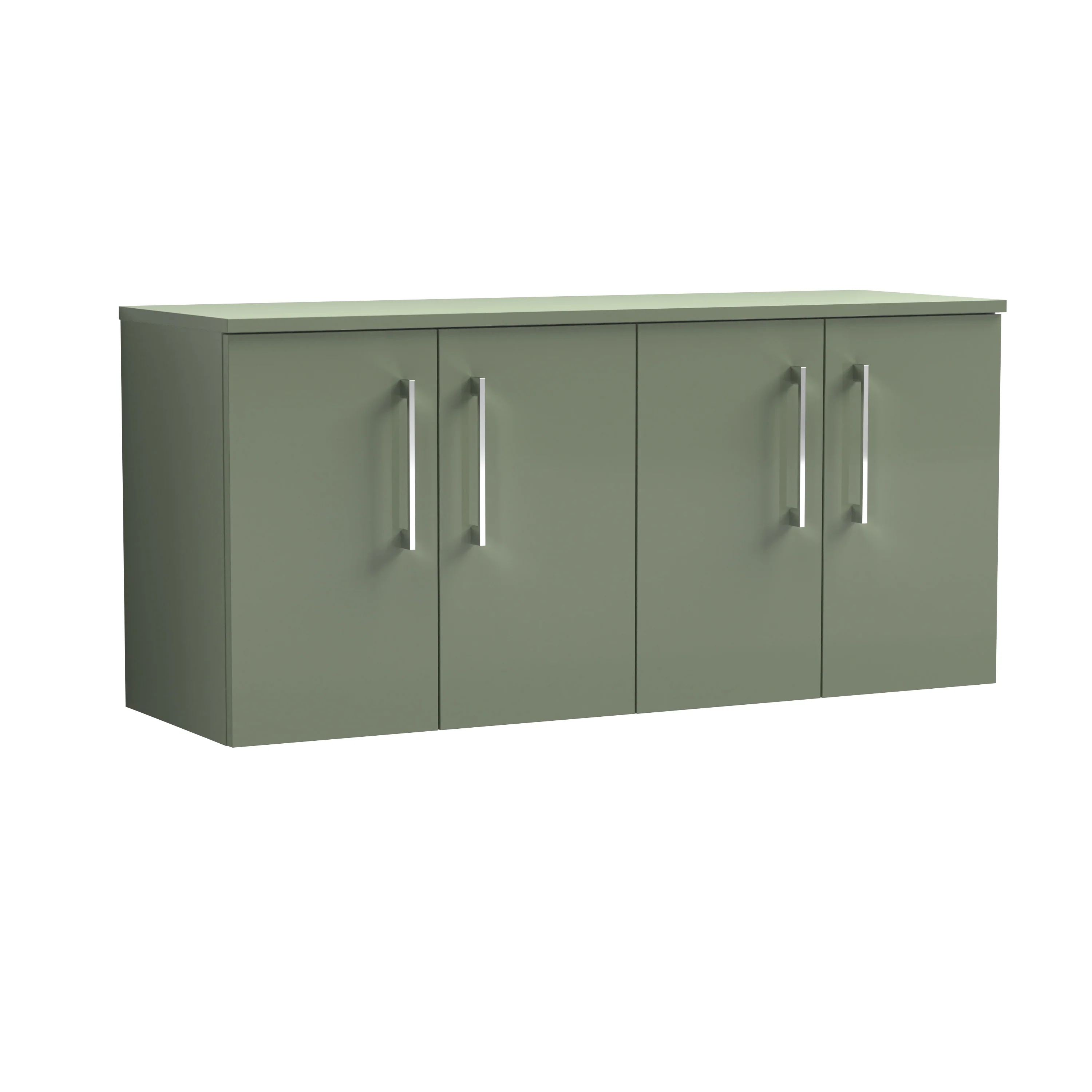 Nuie Arno 1200mm Wall Hung 4-Door Vanity & Worktop - Satin Green - Image 2