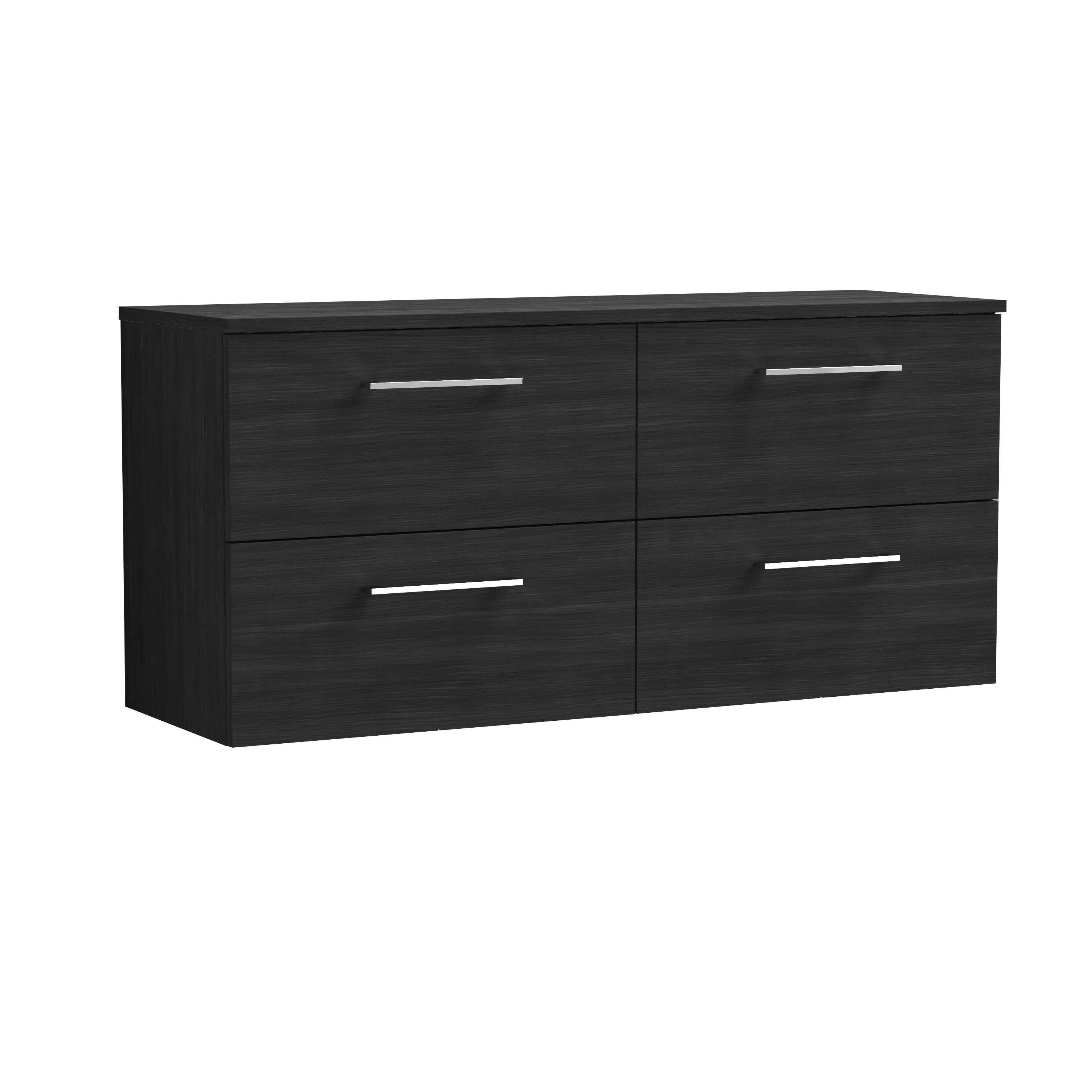 Nuie Arno 1200mm Wall Hung 4-Drawer Vanity & Worktop - Charcoal Black - Image 2