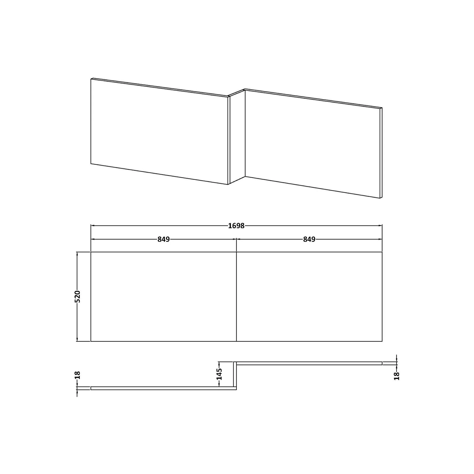 Nuie Arno 1700mm Square Shower Bath Front Panel - Midnight Blue - Image 2