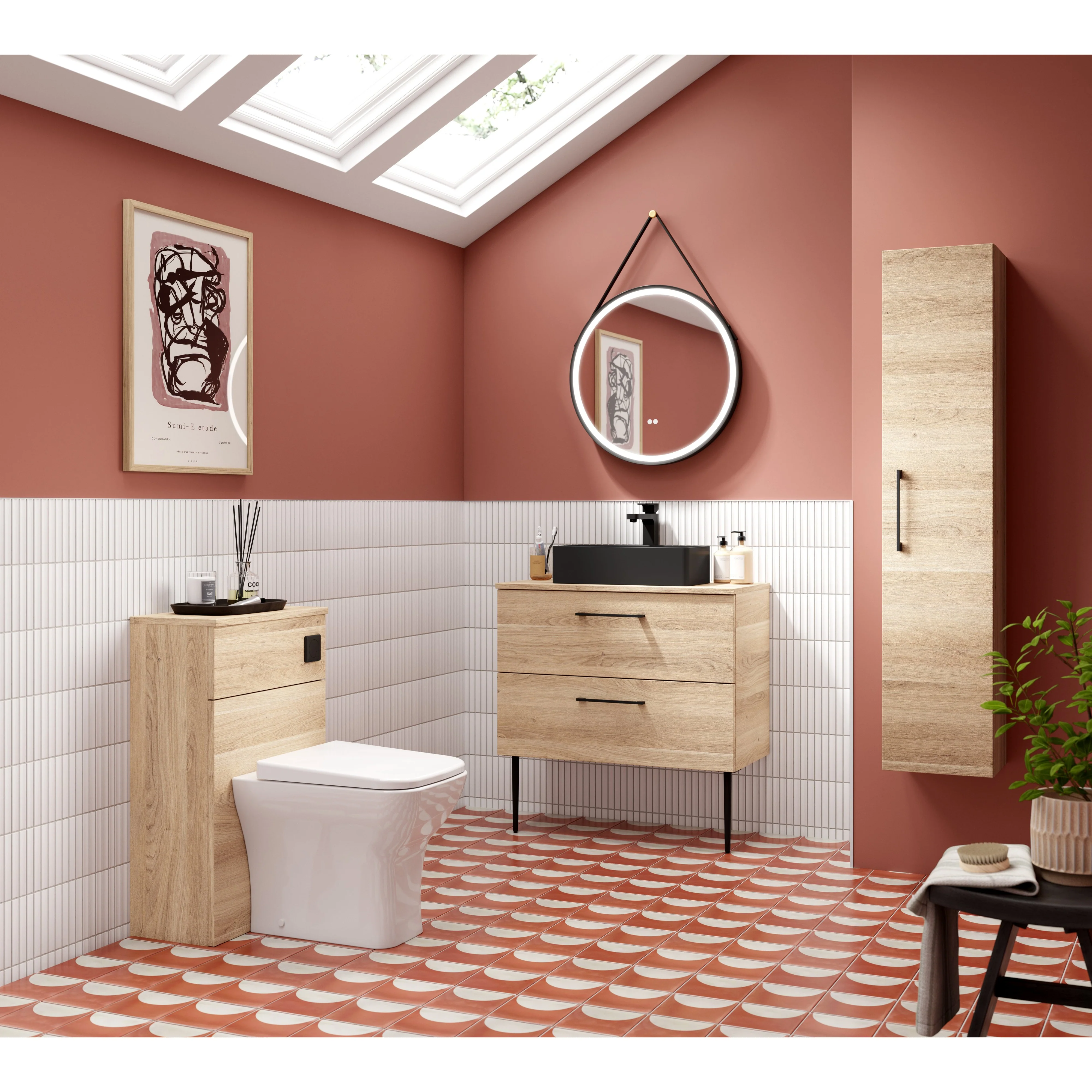 Nuie Arno 300mm Tall Unit (1 Door) - Bleached Oak - Image 3