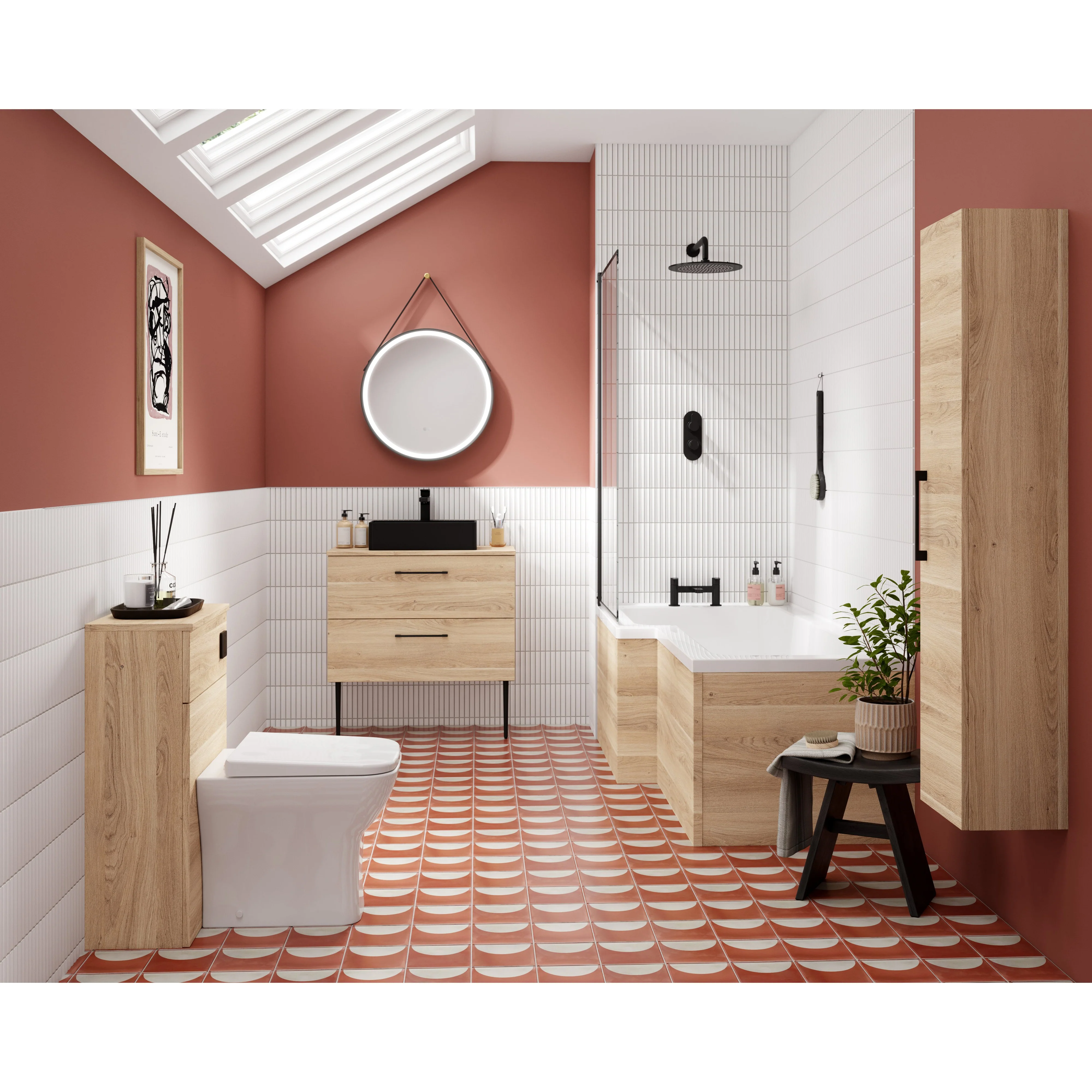 Nuie Arno 300mm Tall Unit (1 Door) - Bleached Oak - Image 4