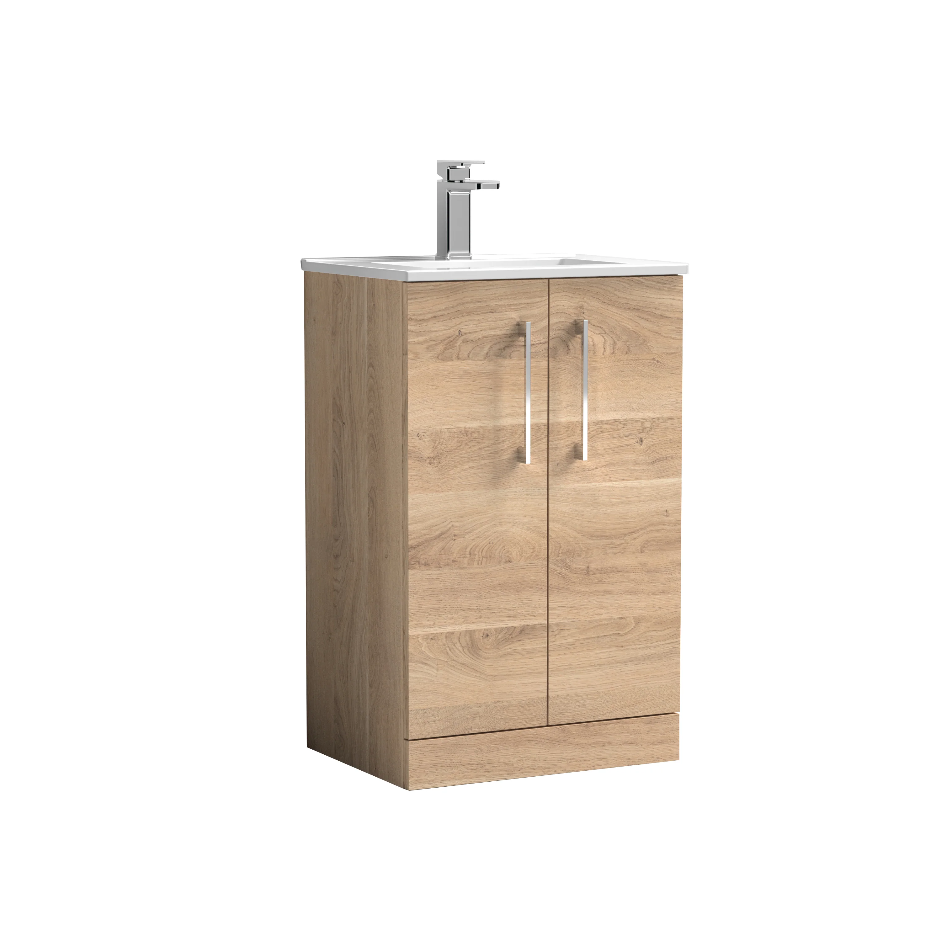 Nuie Arno 500mm Floor Standing 2-Door Vanity & Basin 2 - Bleached Oak
