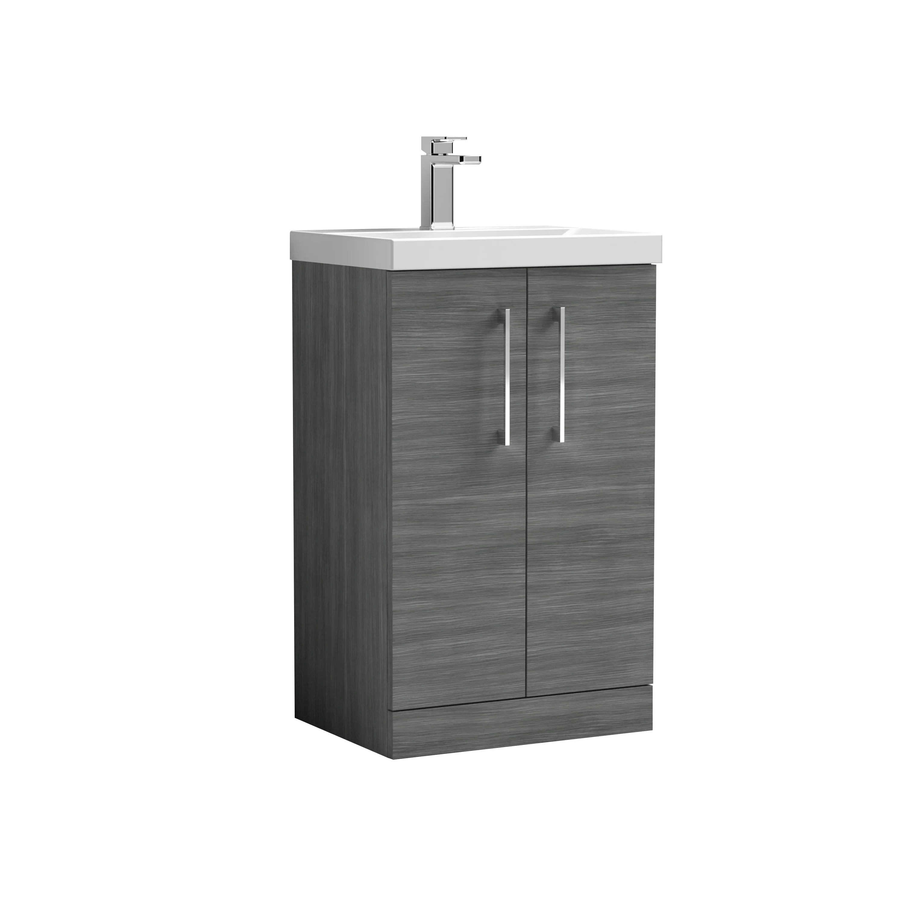 Nuie Arno 500mm Floor Standing 2-Door Vanity & Basin 3 - Anthracite Woodgrain