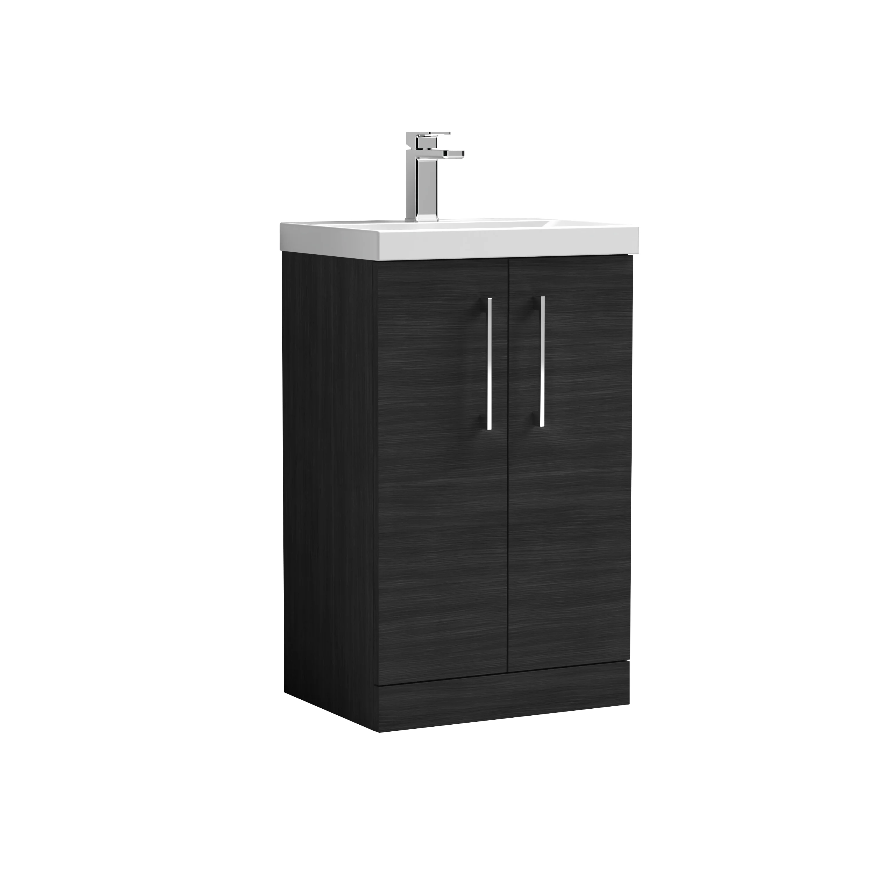 Nuie Arno 500mm Floor Standing 2-Door Vanity & Basin 3 - Charcoal Black