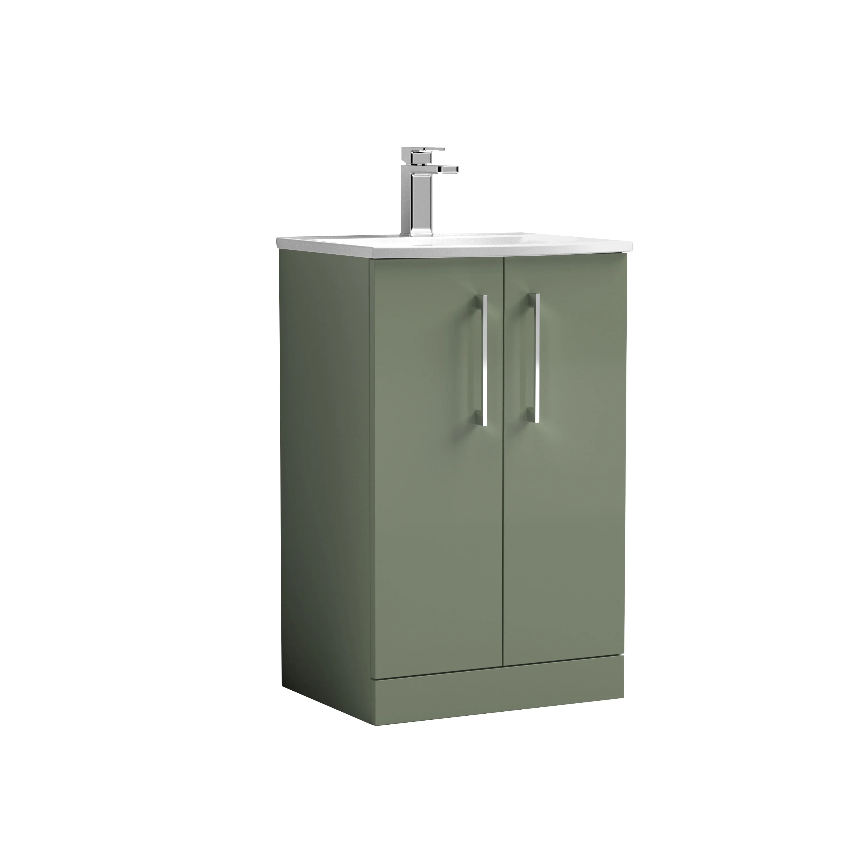 Nuie Arno 500mm Floor Standing 2-Door Vanity & Basin 4 - Satin Green