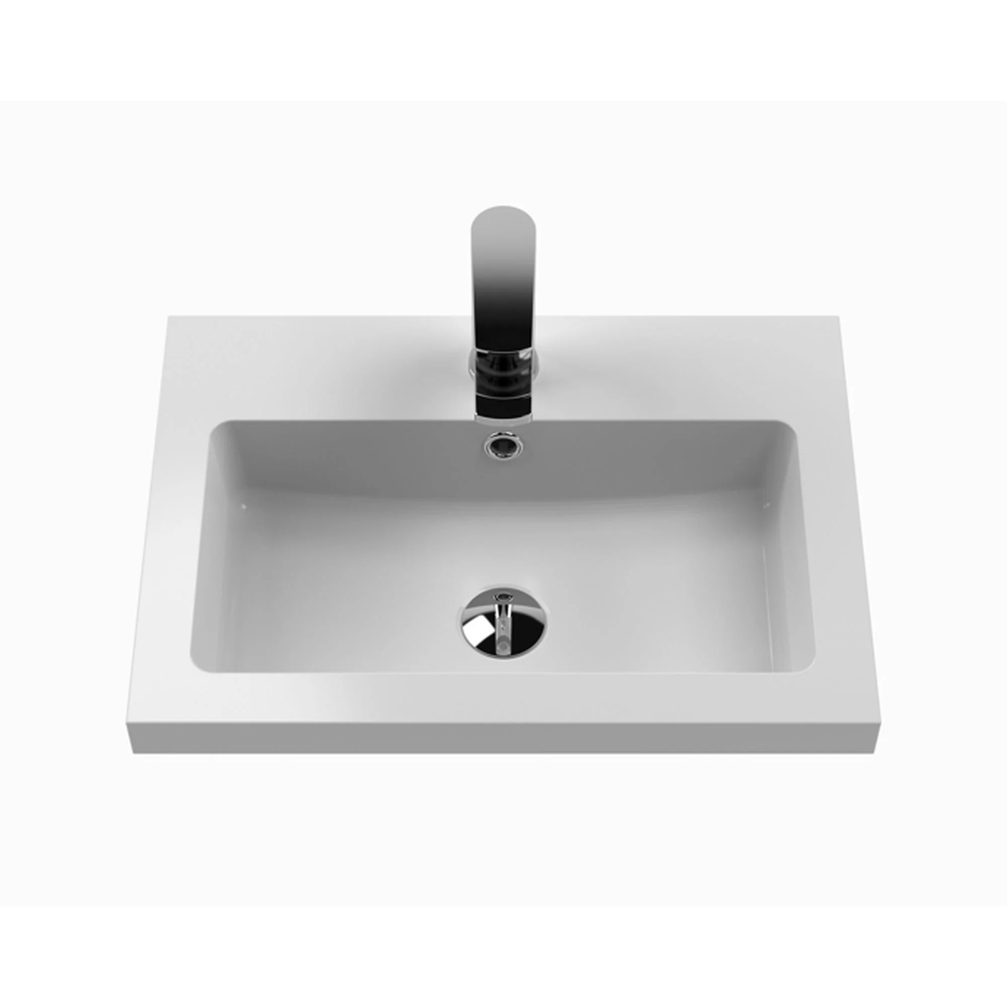 Nuie Arno Compact 500mm Floor Standing 2-Door Vanity & Polymarble Basin - Gloss White - Image 2
