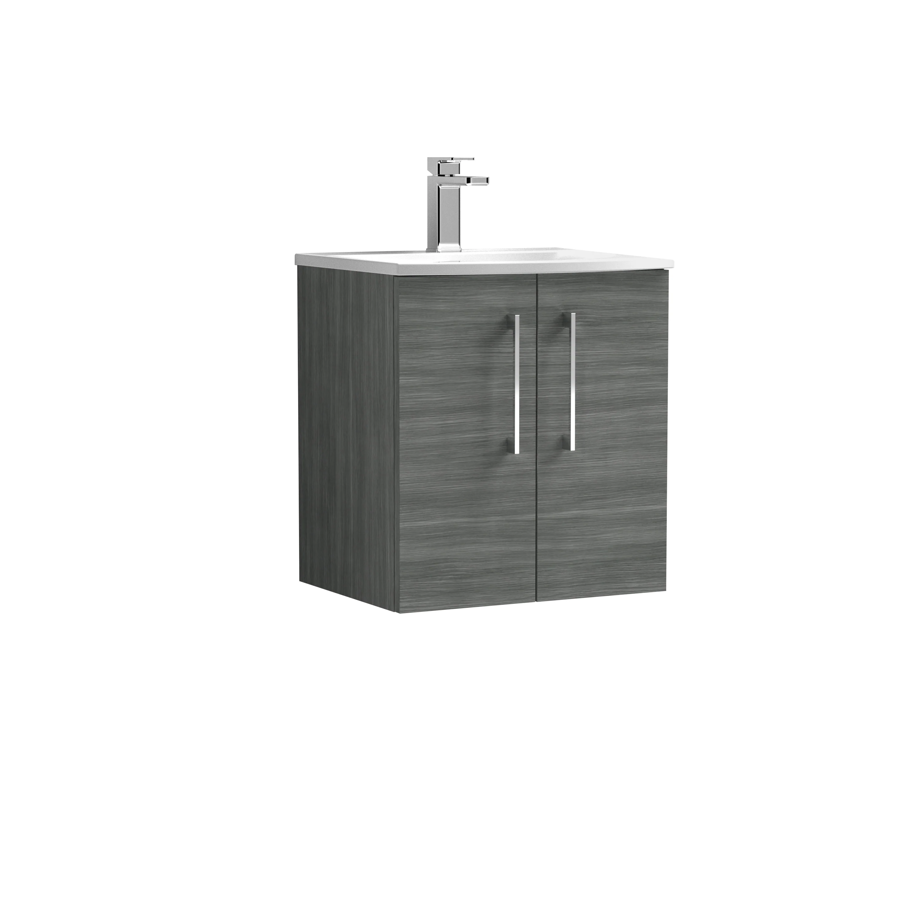 Nuie Arno 500mm Wall Hung 2-Door Vanity & Basin 4 - Anthracite
