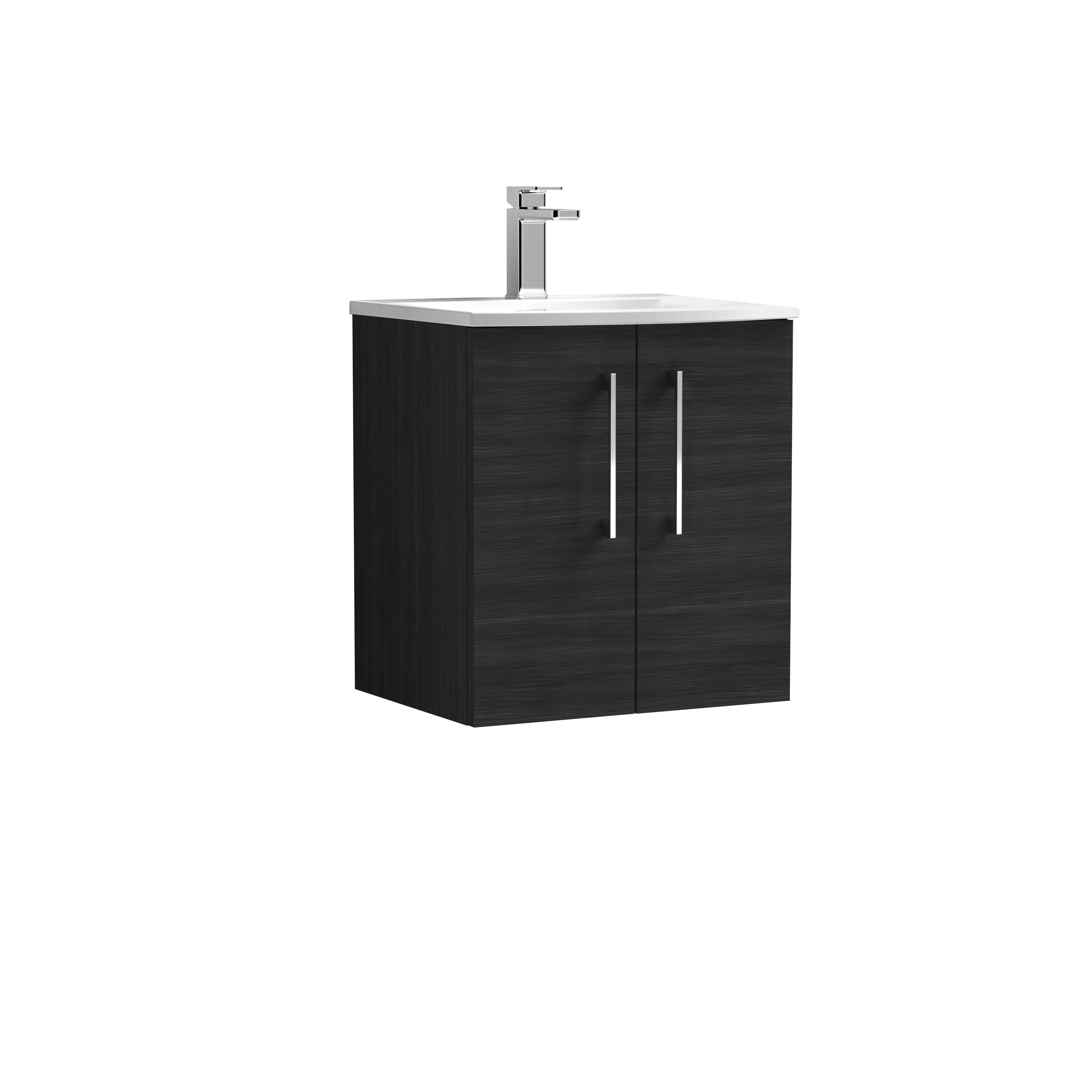 Nuie Arno 500mm Wall Hung 2-Door Vanity & Basin 4 - Charcoal Black