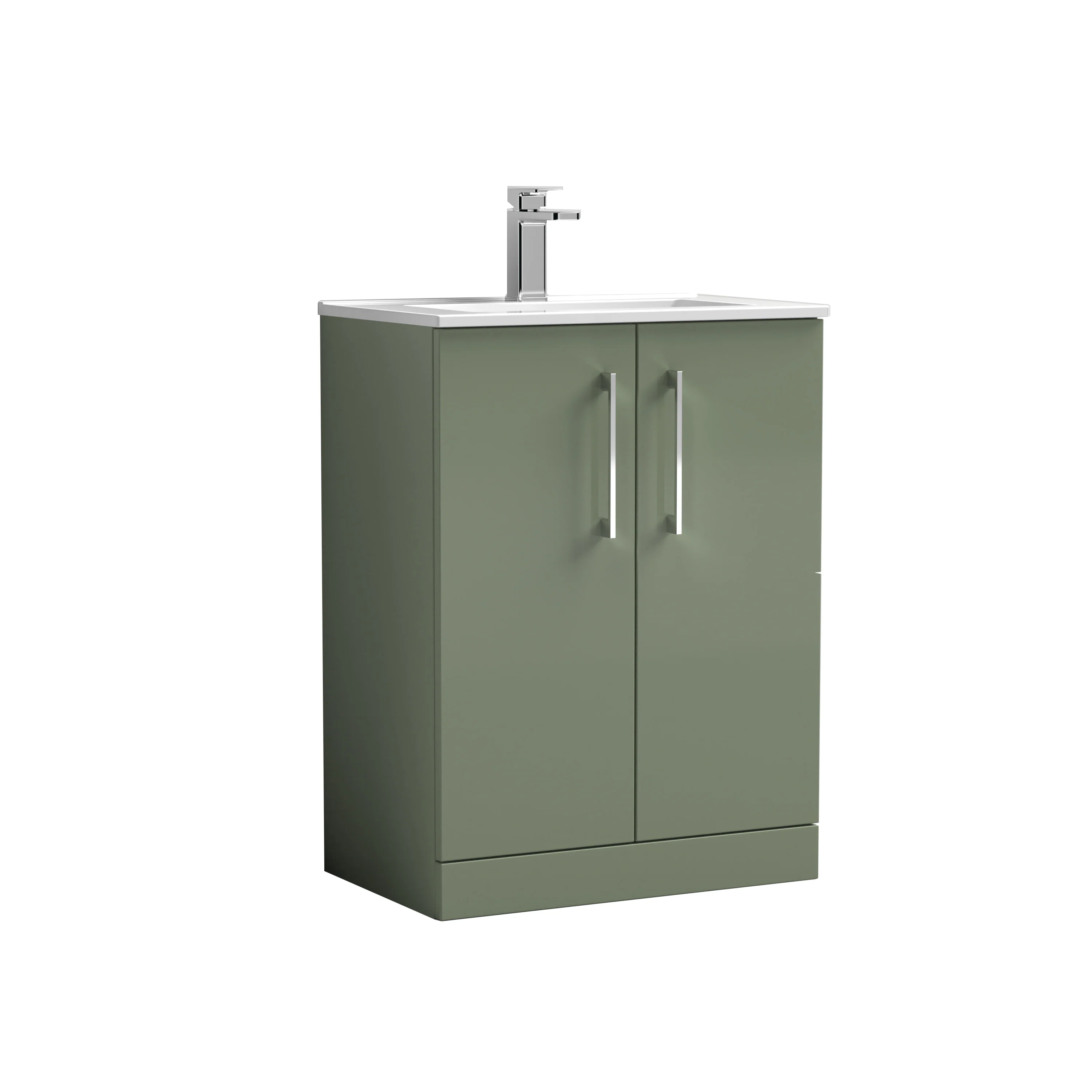 Nuie Arno 600mm Floor Standing 2-Door Vanity & Basin 2 - Satin Green