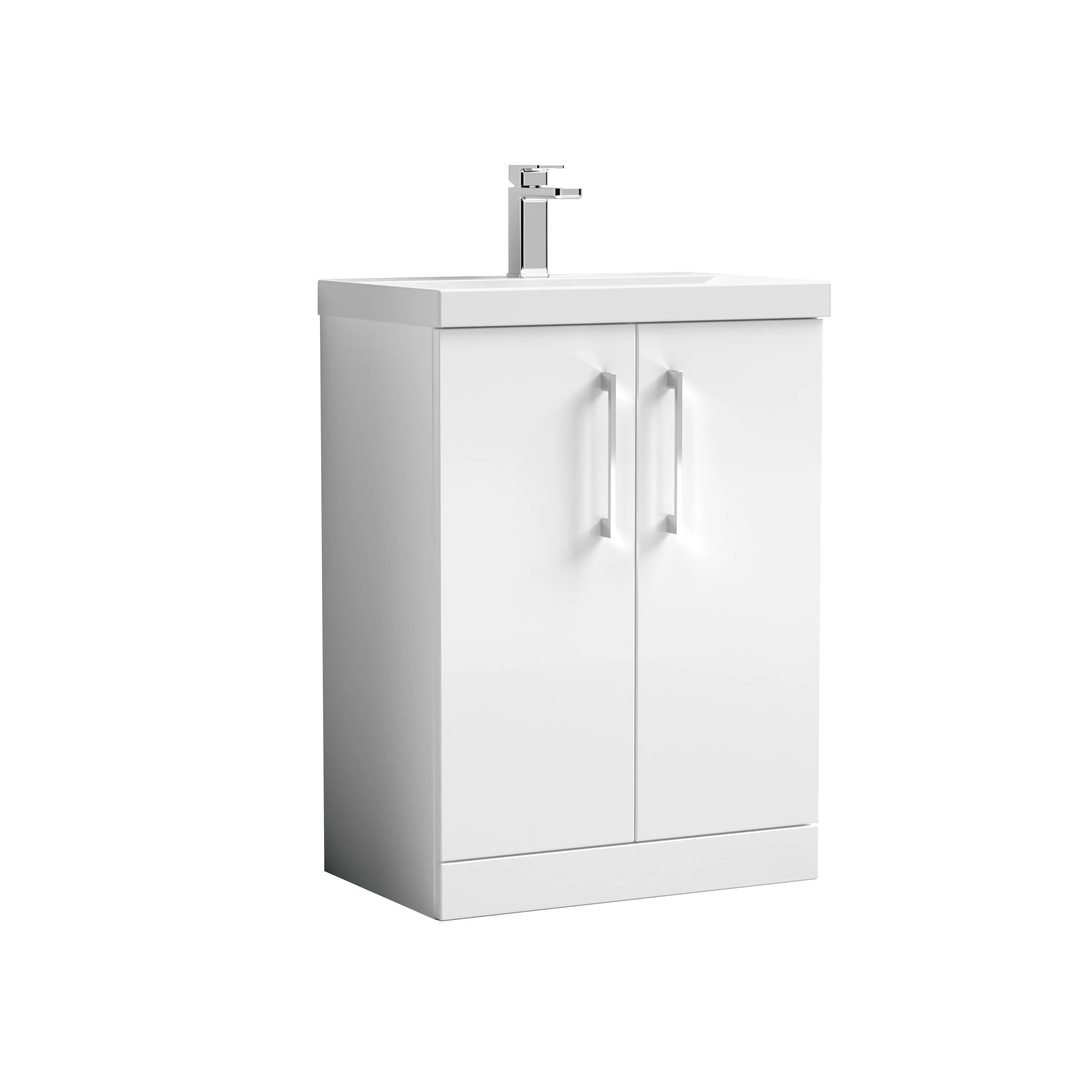 Nuie Arno 600mm Floor Standing 2-Door Vanity & Basin 3 - Gloss White