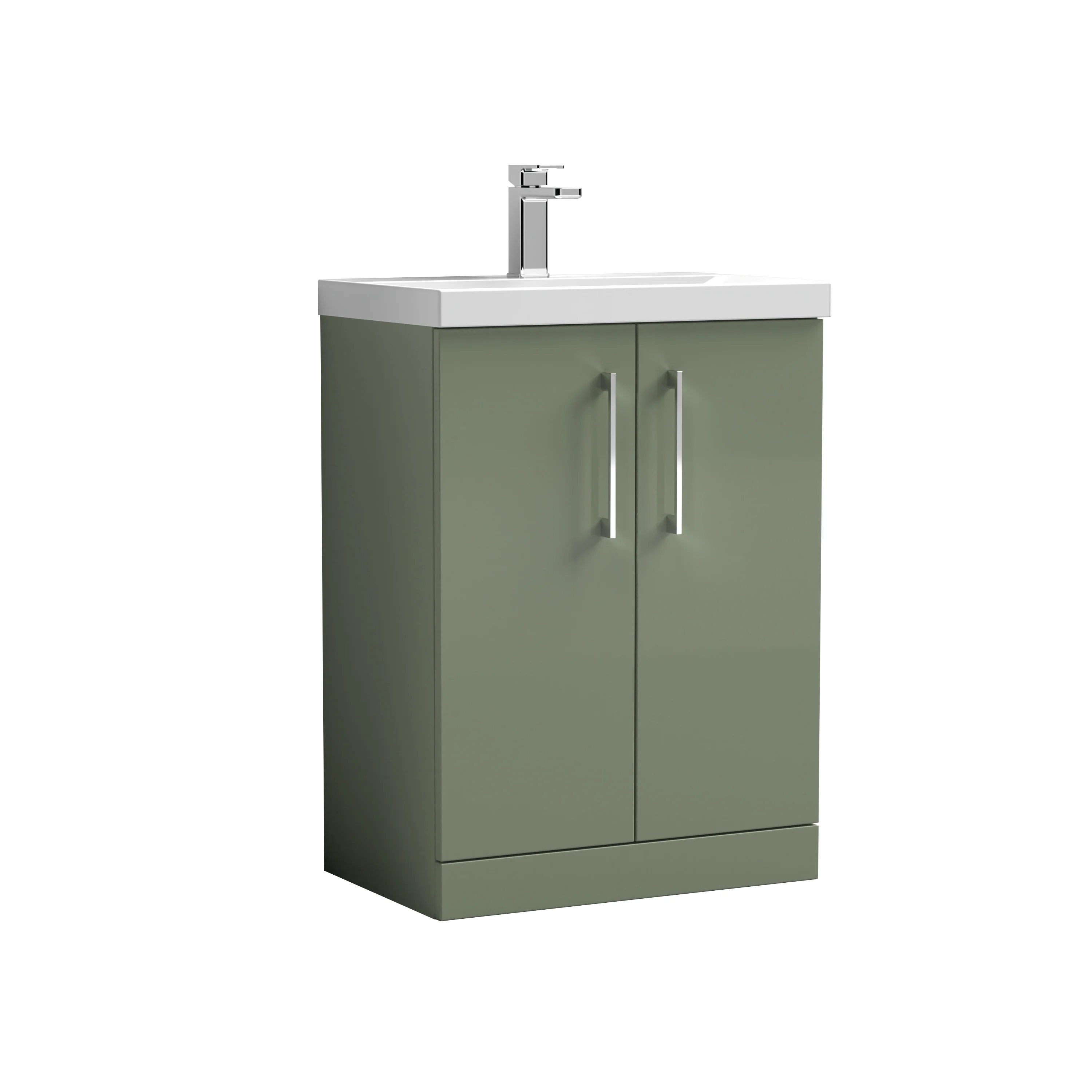Nuie Arno 600mm Floor Standing 2-Door Vanity & Basin 3 - Satin Green