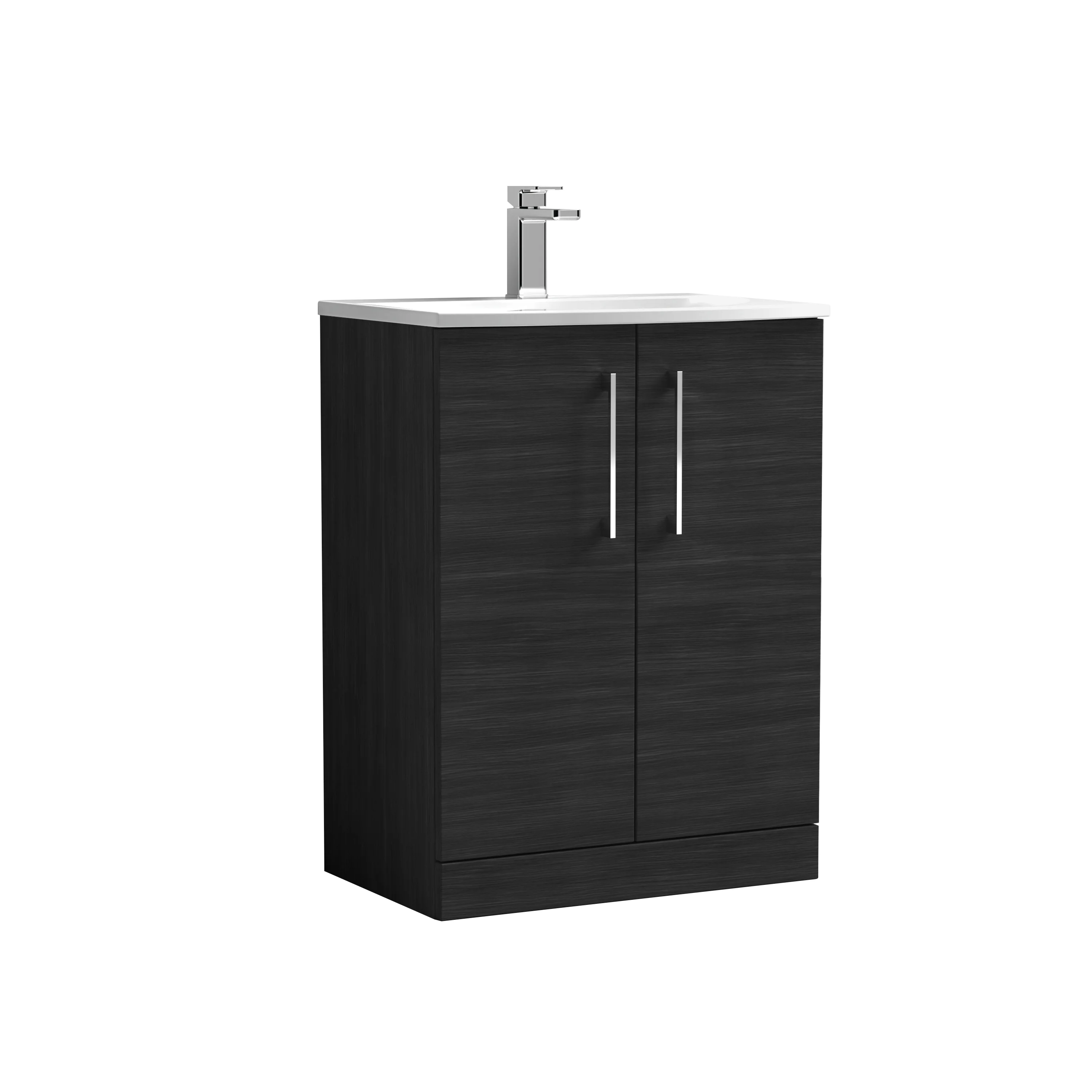 Nuie Arno 600mm Floor Standing 2-Door Vanity & Basin 4 - Charcoal Black