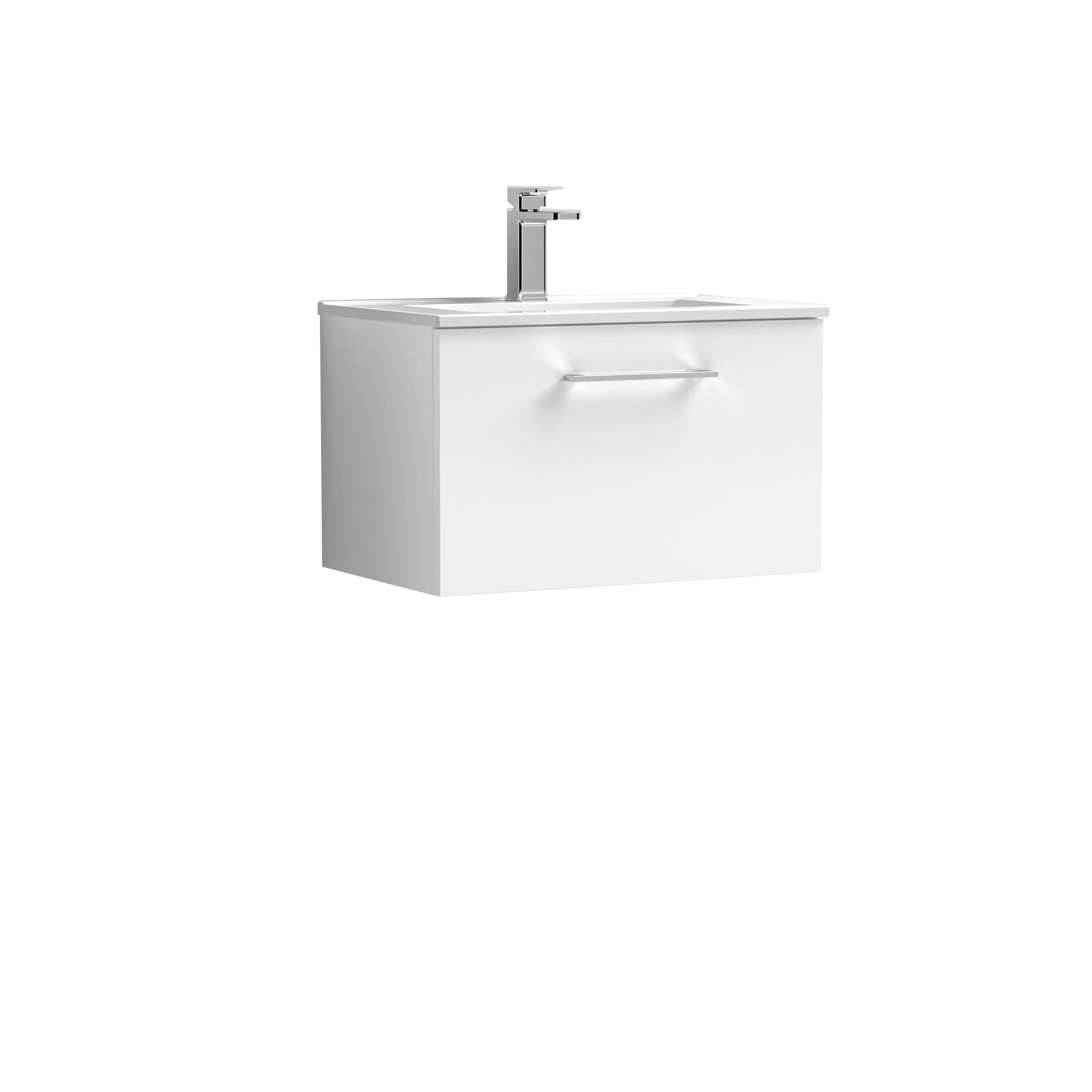 Nuie Arno 600mm Wall Hung 1-Drawer Vanity & Basin 2 - Gloss White