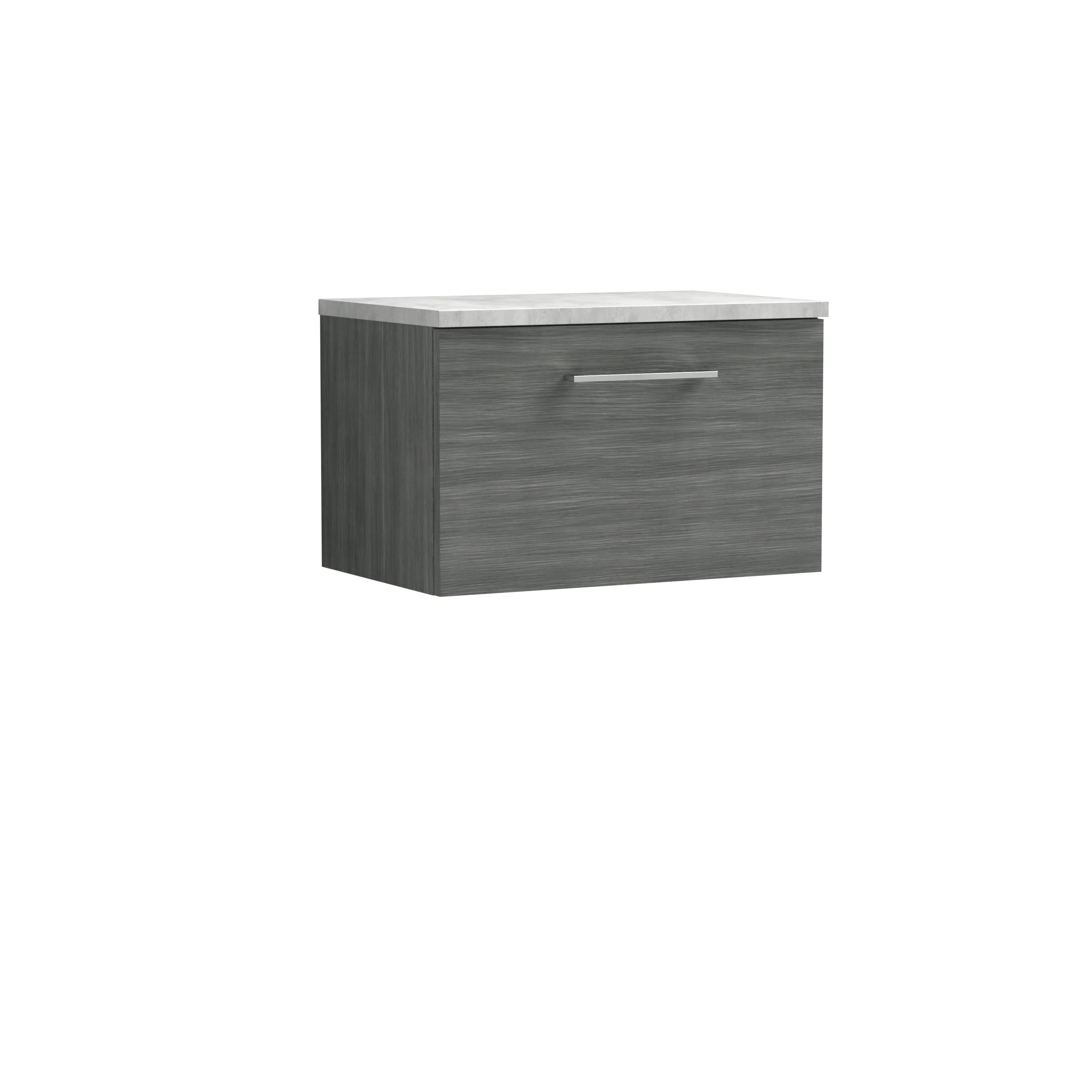 Nuie Arno 600mm Wall Hung 1-Drawer Vanity & Laminate Top - Anthracite