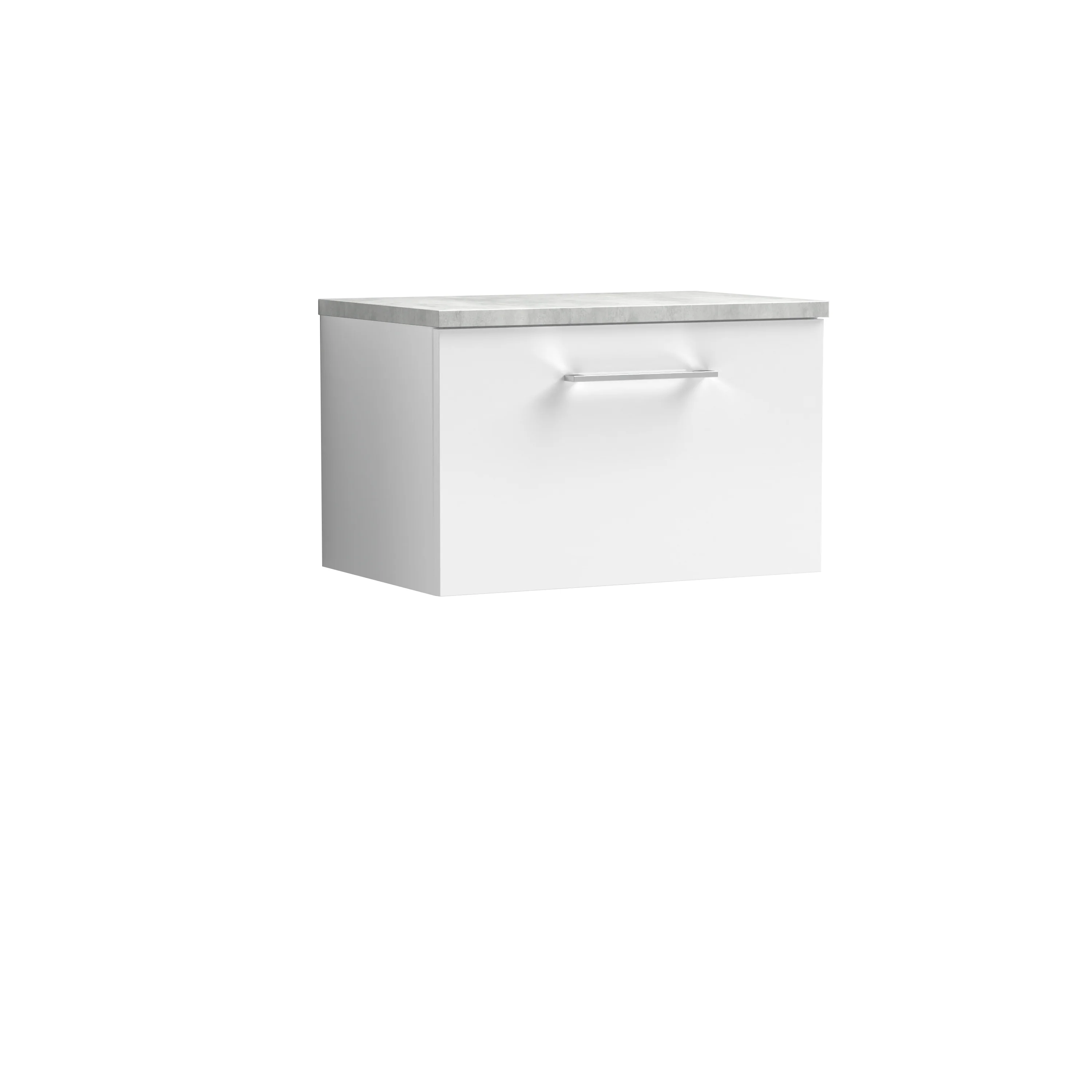 Nuie Arno 600mm Wall Hung 1-Drawer Vanity & Laminate Top - Gloss White