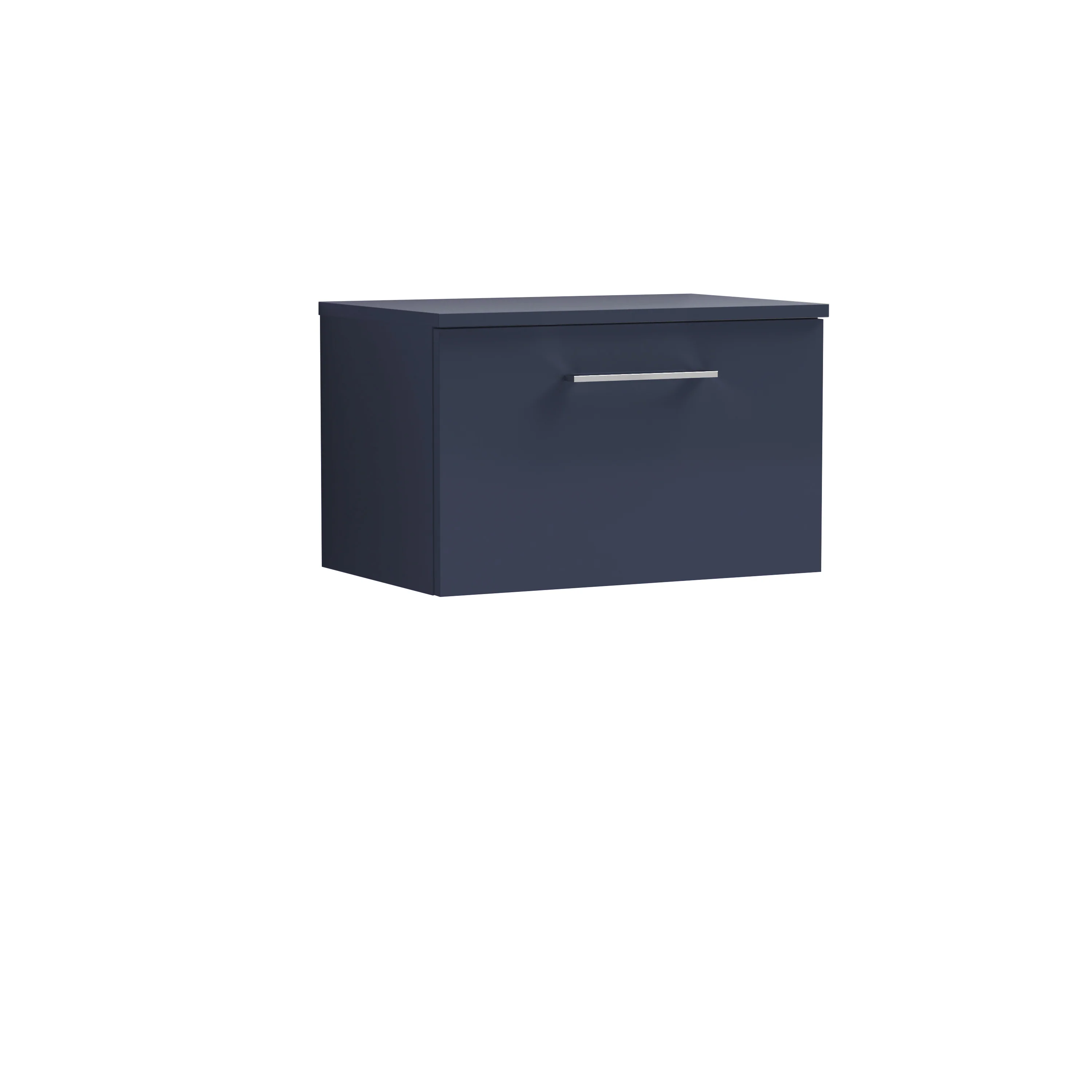 Nuie Arno 600mm Wall Hung 1-Drawer Vanity & Worktop - Midnight Blue