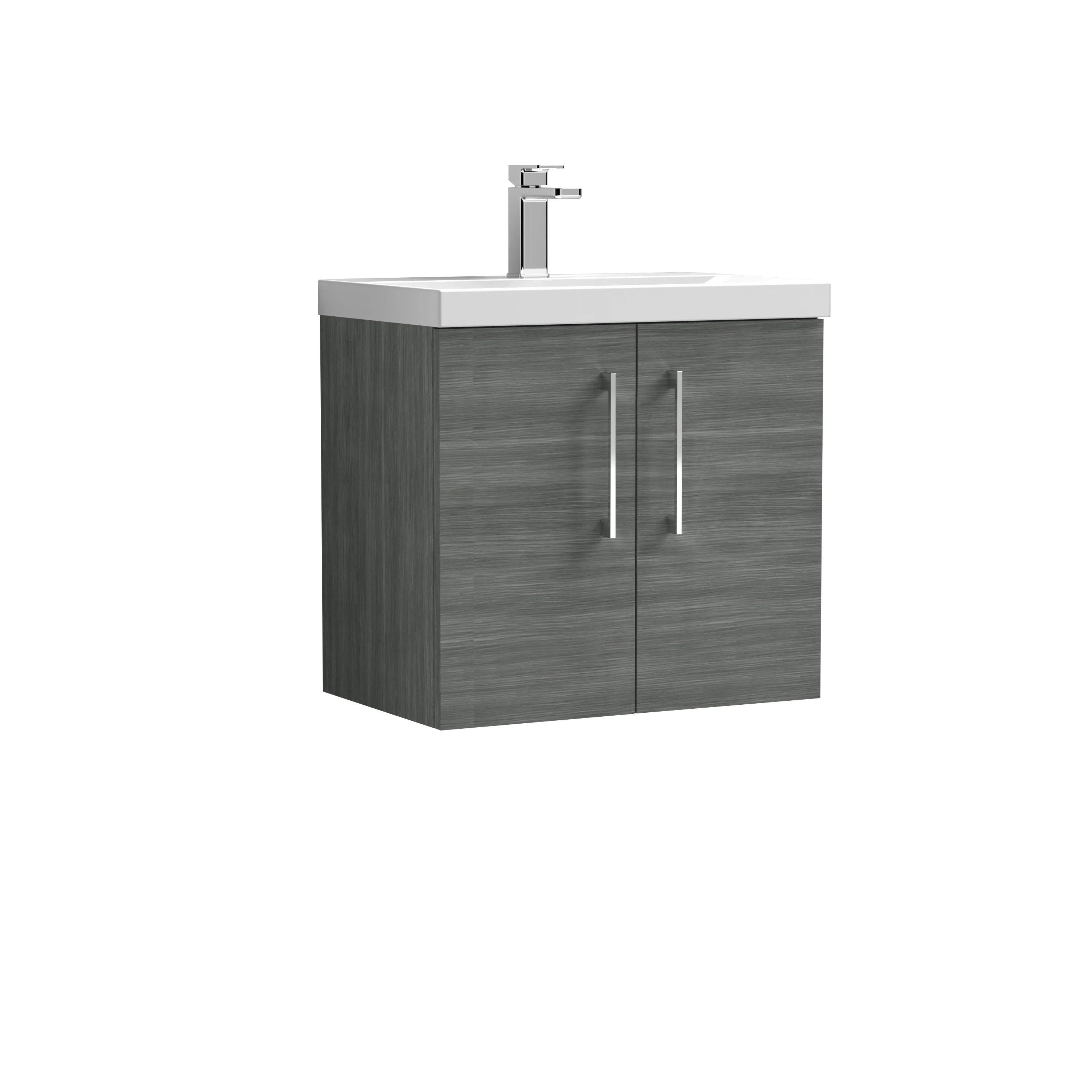 Nuie Arno 600mm Wall Hung 2-Door Vanity & Basin 1 - Anthracite