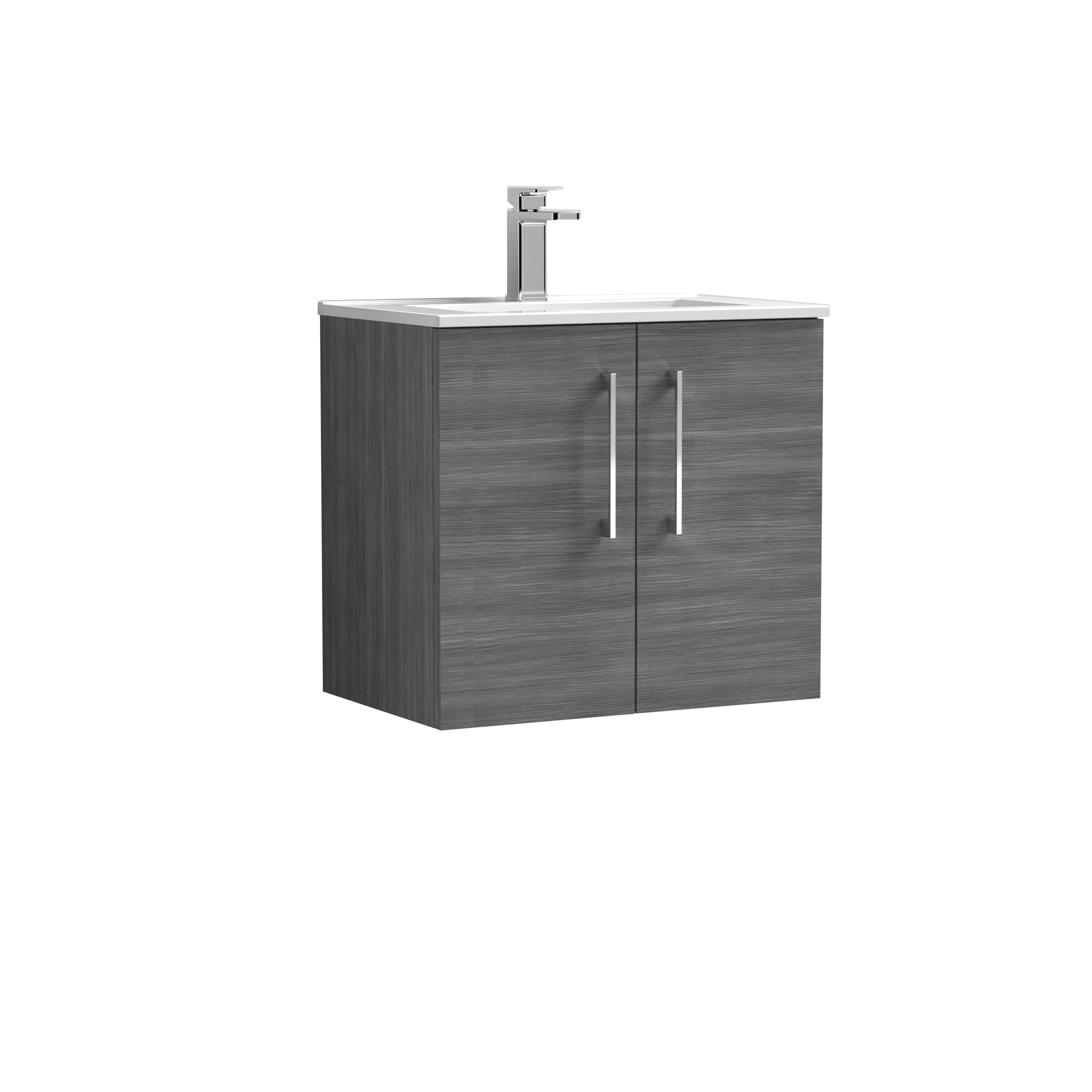 Nuie Arno 600mm Wall Hung 2-Door Vanity & Basin 2 - Anthracite - Image 2