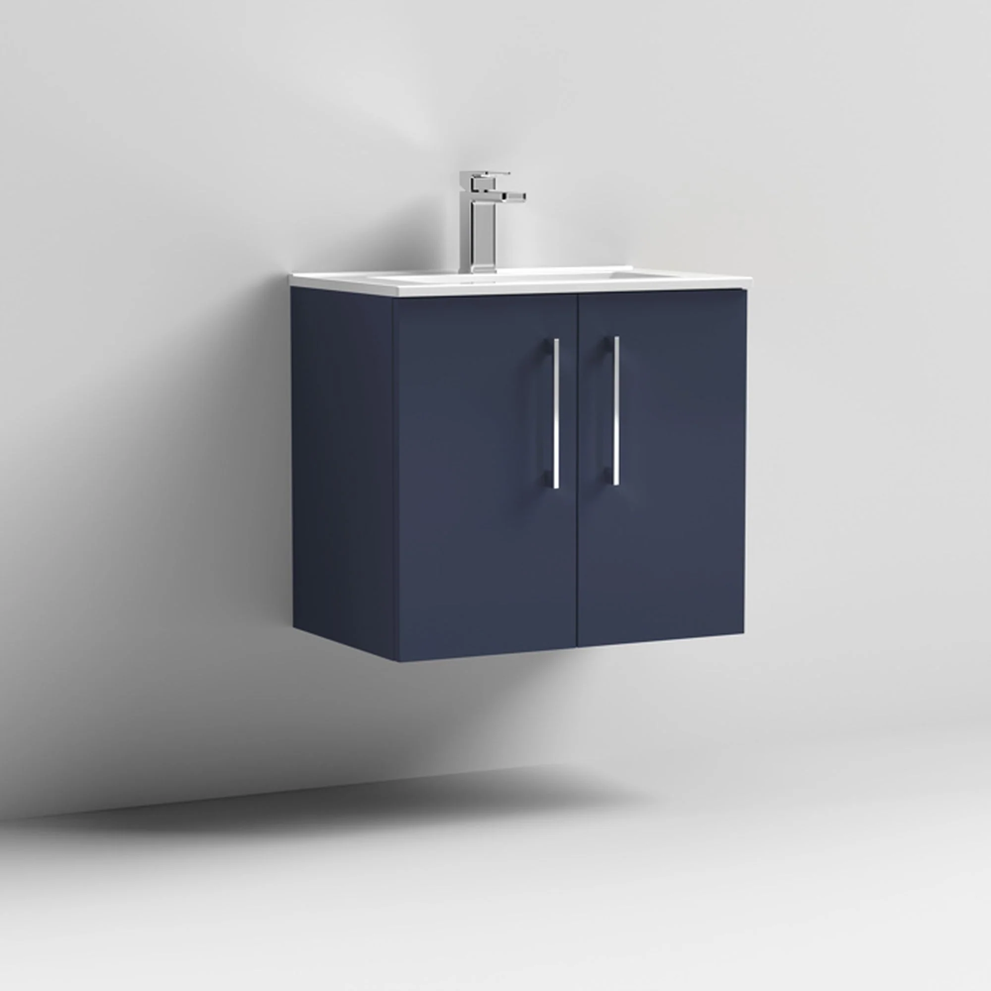 Nuie Arno 600mm Wall Hung 2-Door Vanity & Basin 2 - Midnight Blue