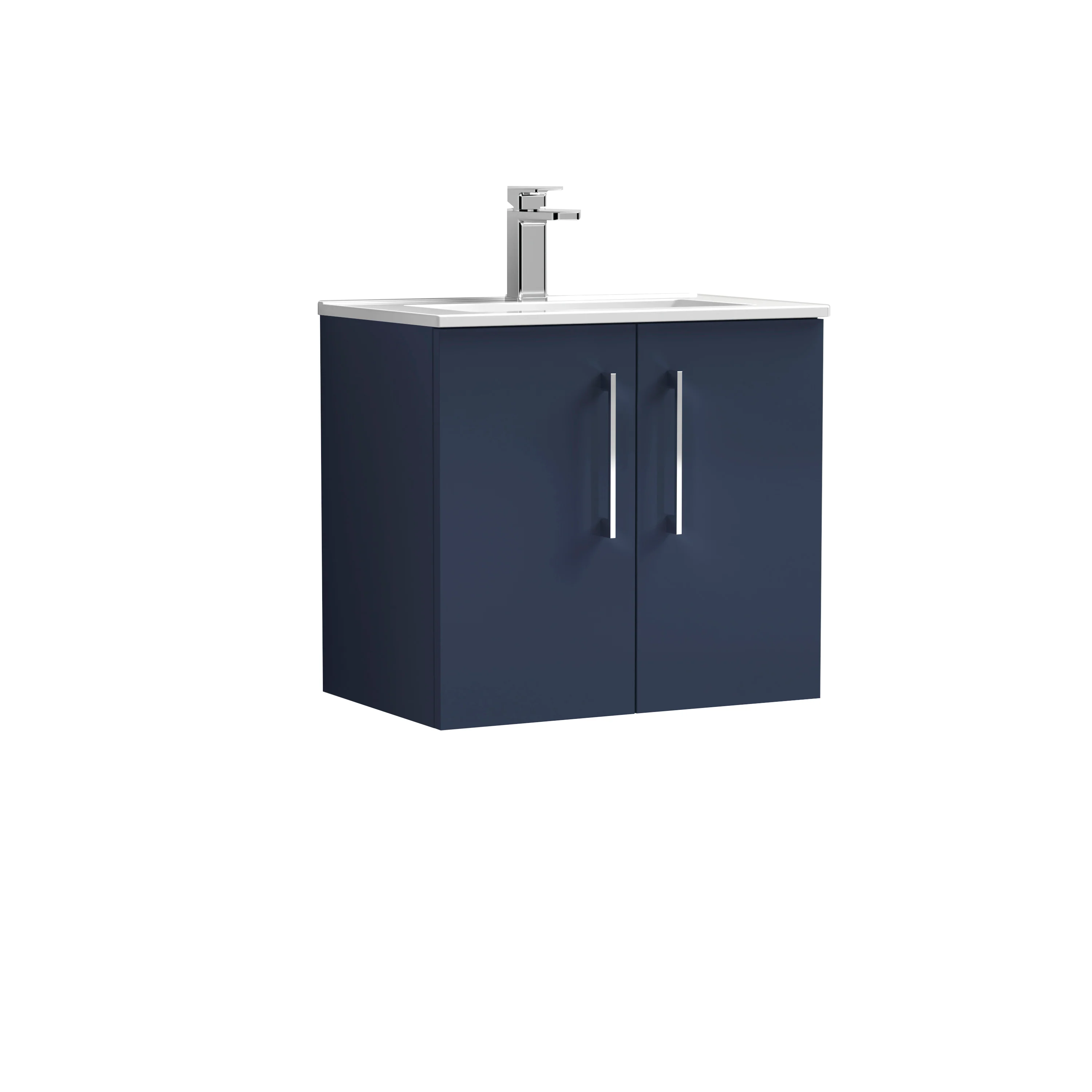 Nuie Arno 600mm Wall Hung 2-Door Vanity & Basin 2 - Midnight Blue - Image 2