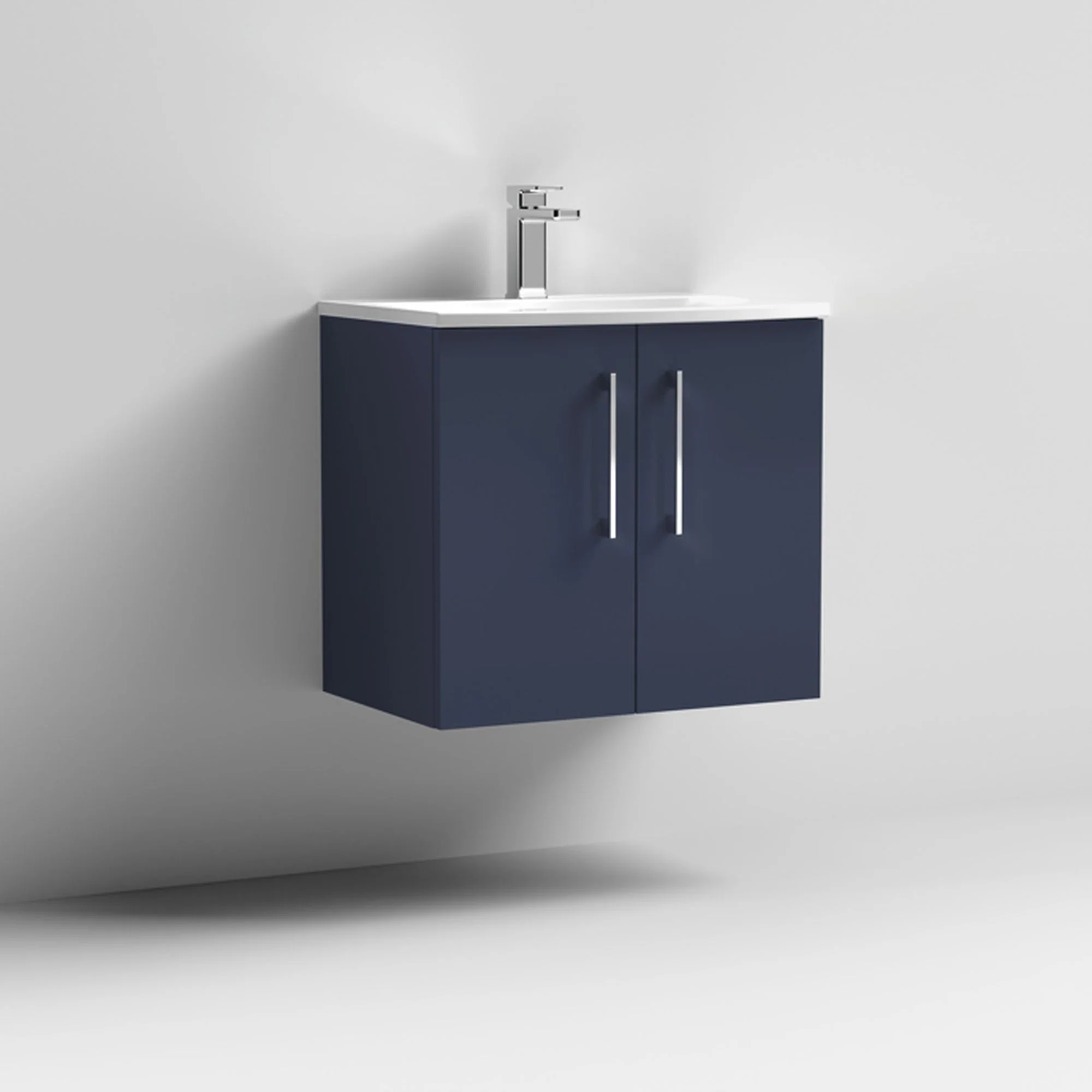 Nuie Arno 600mm Wall Hung 2-Door Vanity & Basin 4 - Midnight Blue