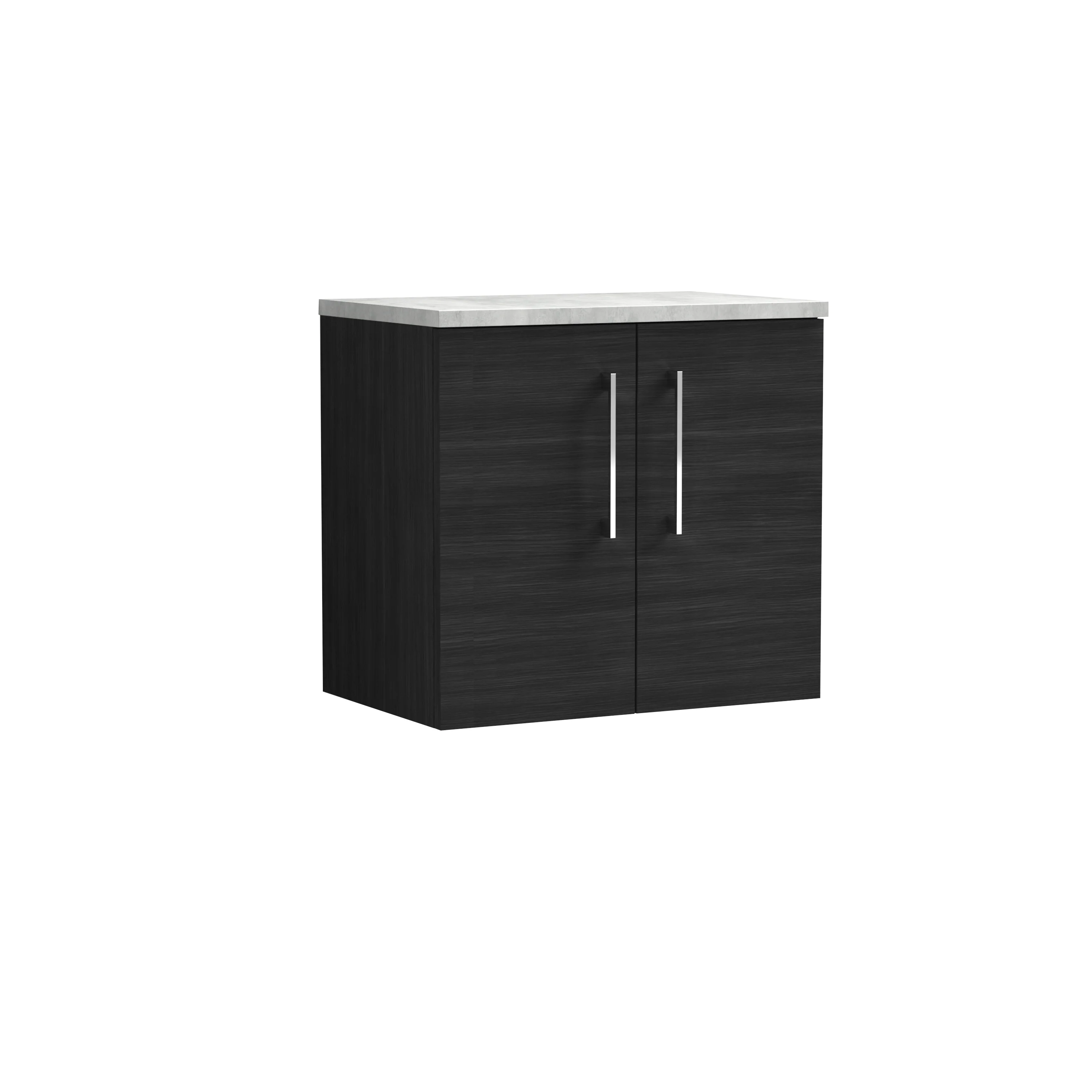 Nuie Arno 600mm Wall Hung 2-Door Vanity & Laminate Top - Charcoal Black