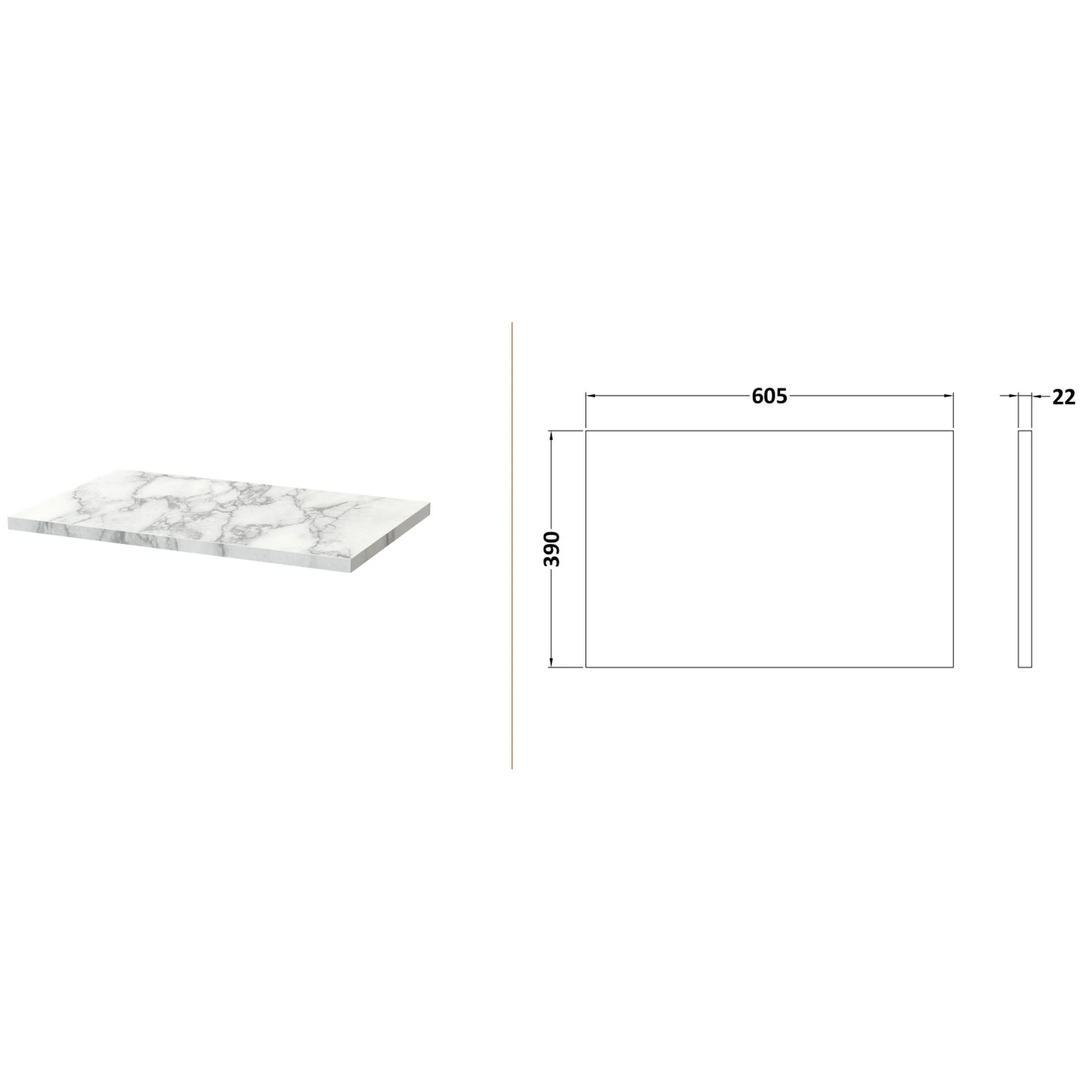 Nuie Arno 600mm Wall Hung 2-Door Vanity & Laminate Worktop - Midnight Blue - Image 3