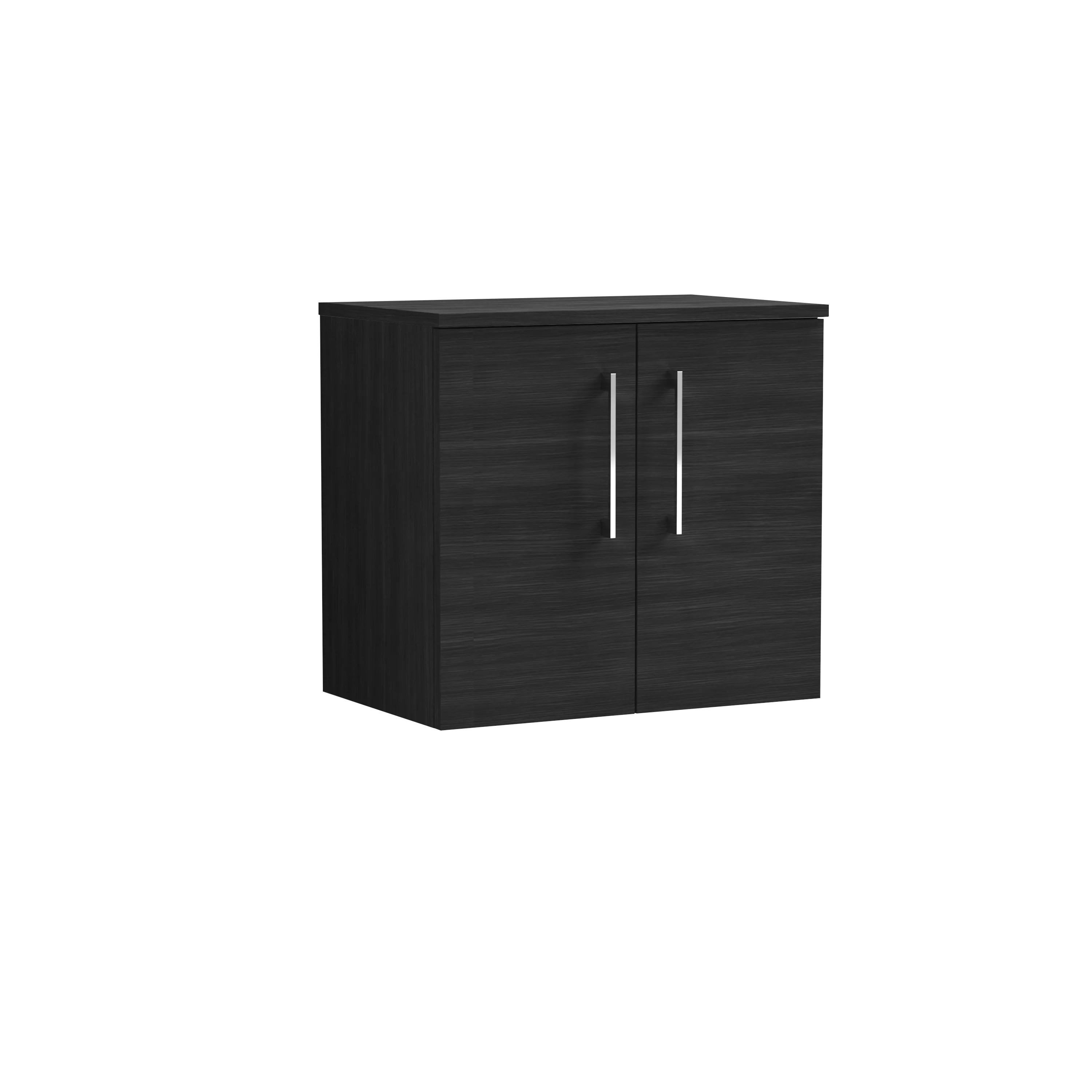 Nuie Arno 600mm Wall Hung 2-Door Vanity & Worktop - Charcoal Black - Image 2