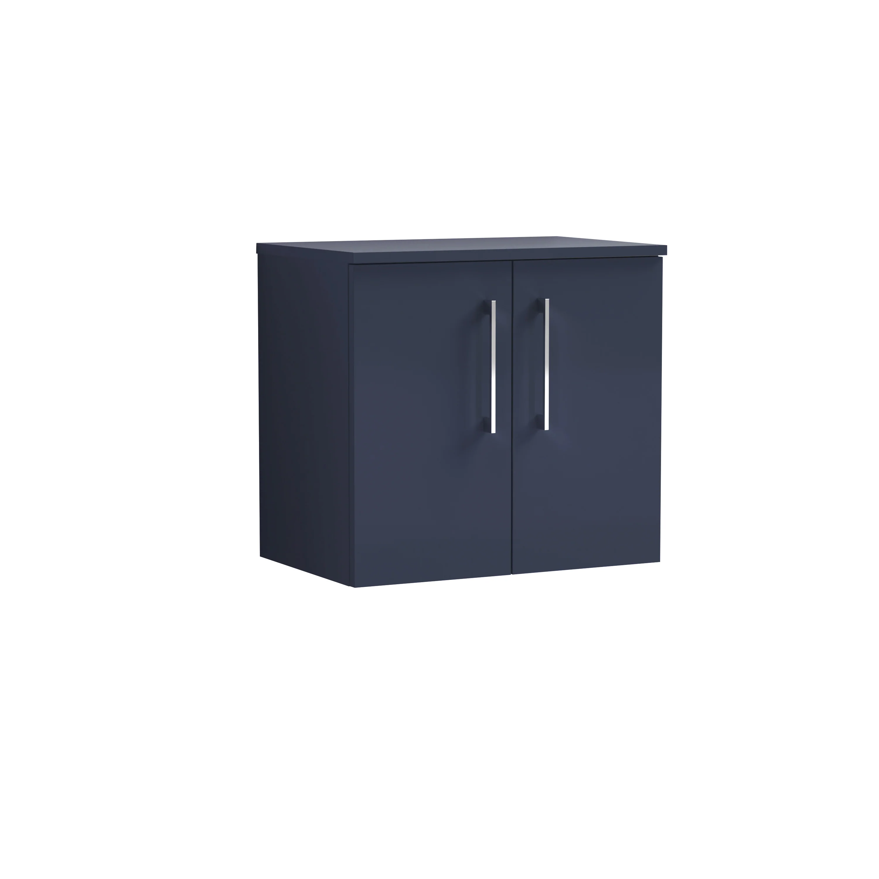 Nuie Arno 600mm Wall Hung 2-Door Vanity & Worktop - Midnight Blue