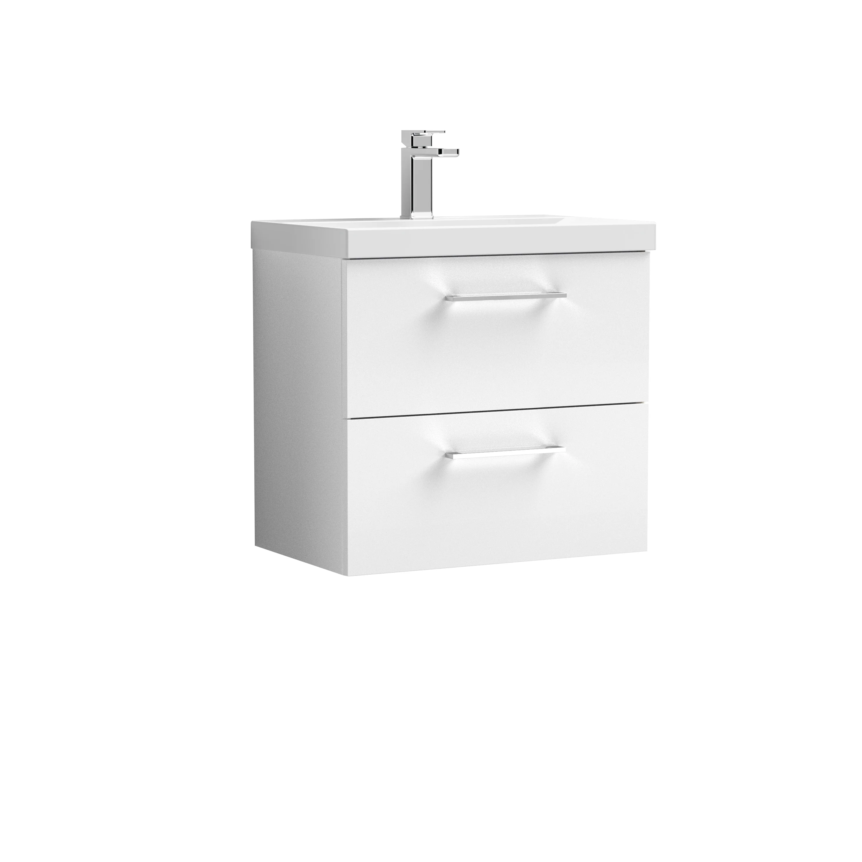 Nuie Arno 600mm Wall Hung 2-Drawer Vanity & Basin 1 - Gloss White