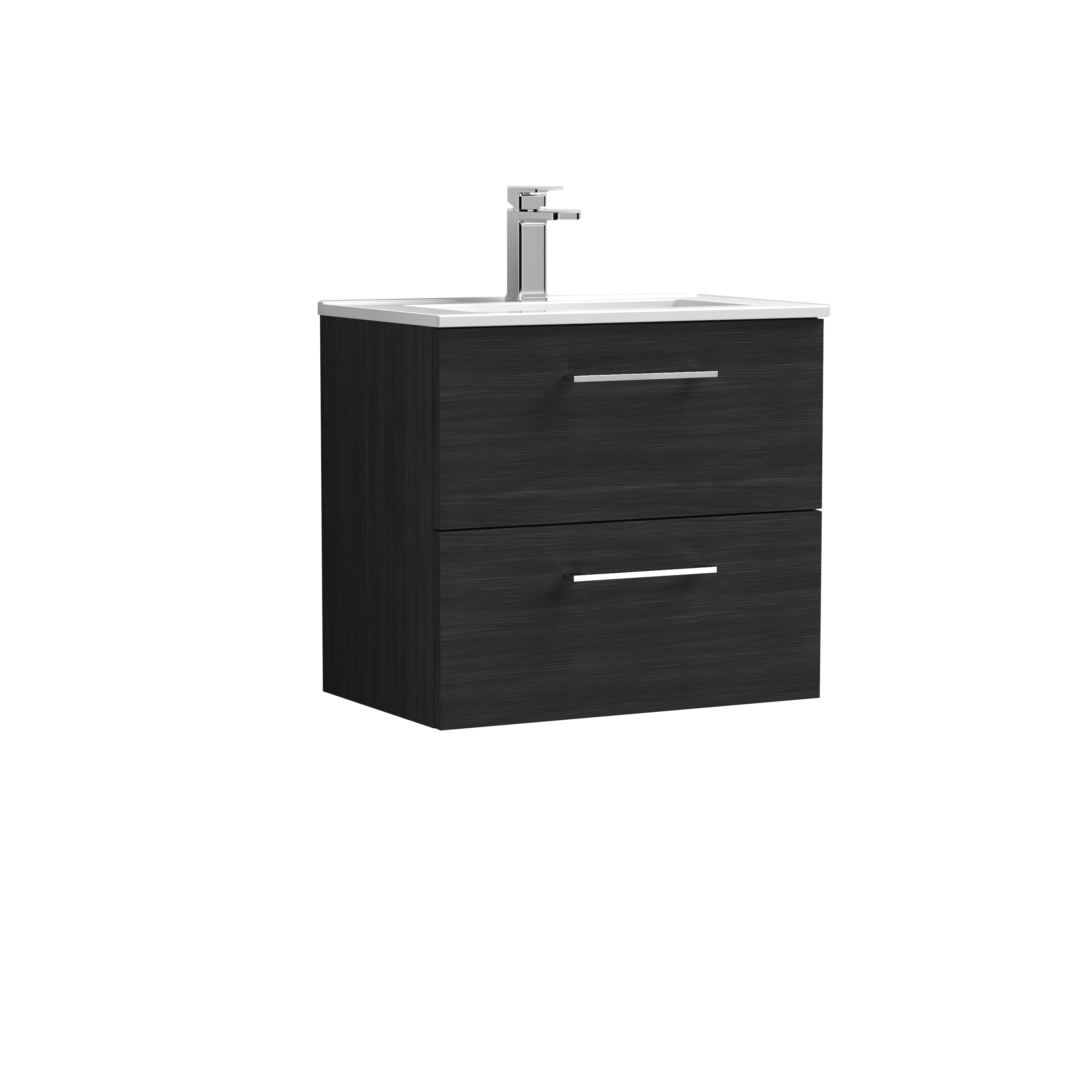 Nuie Arno 600mm Wall Hung 2-Drawer Vanity & Basin 2 - Charcoal Black