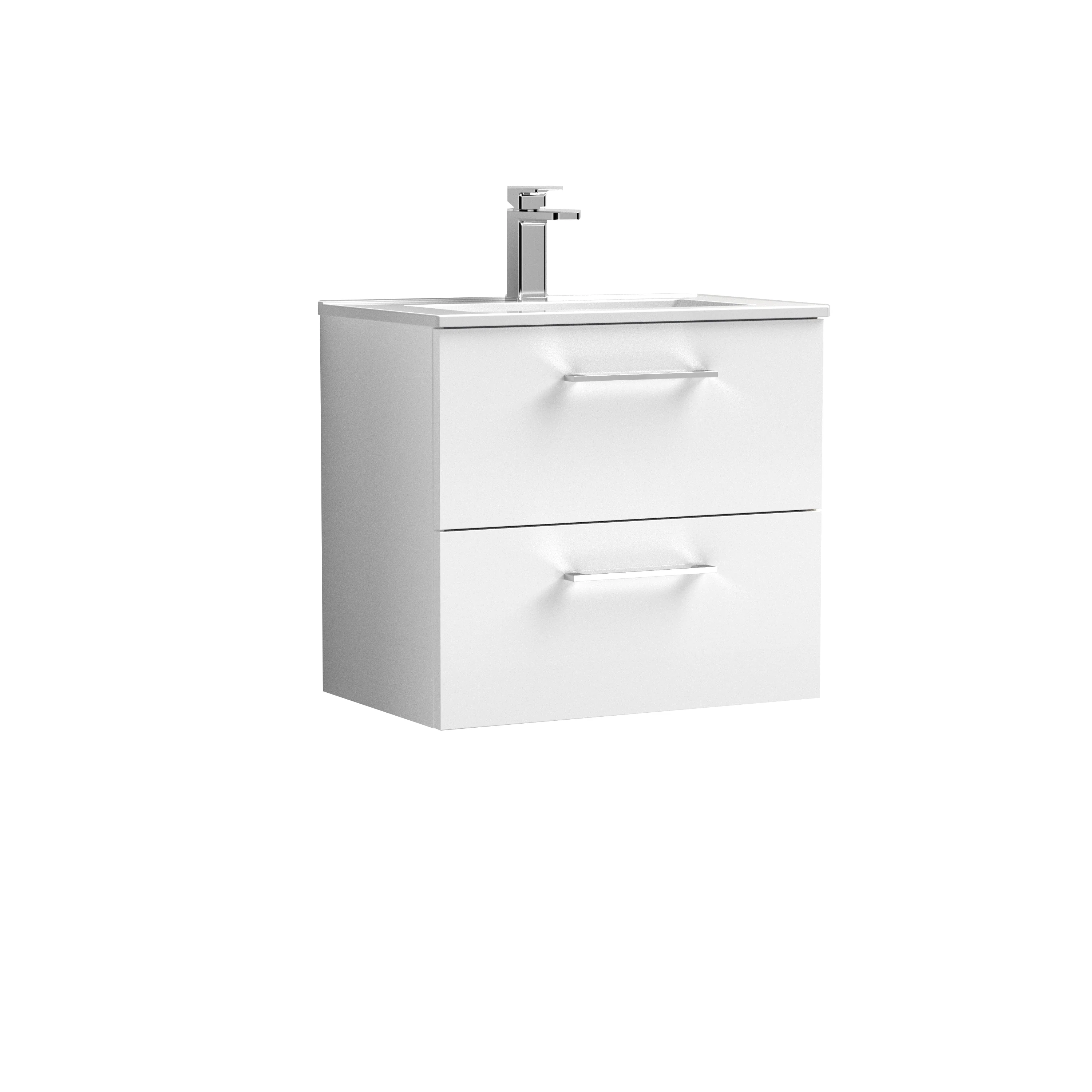 Nuie Arno 600mm Wall Hung 2-Drawer Vanity & Basin 2 - Gloss White