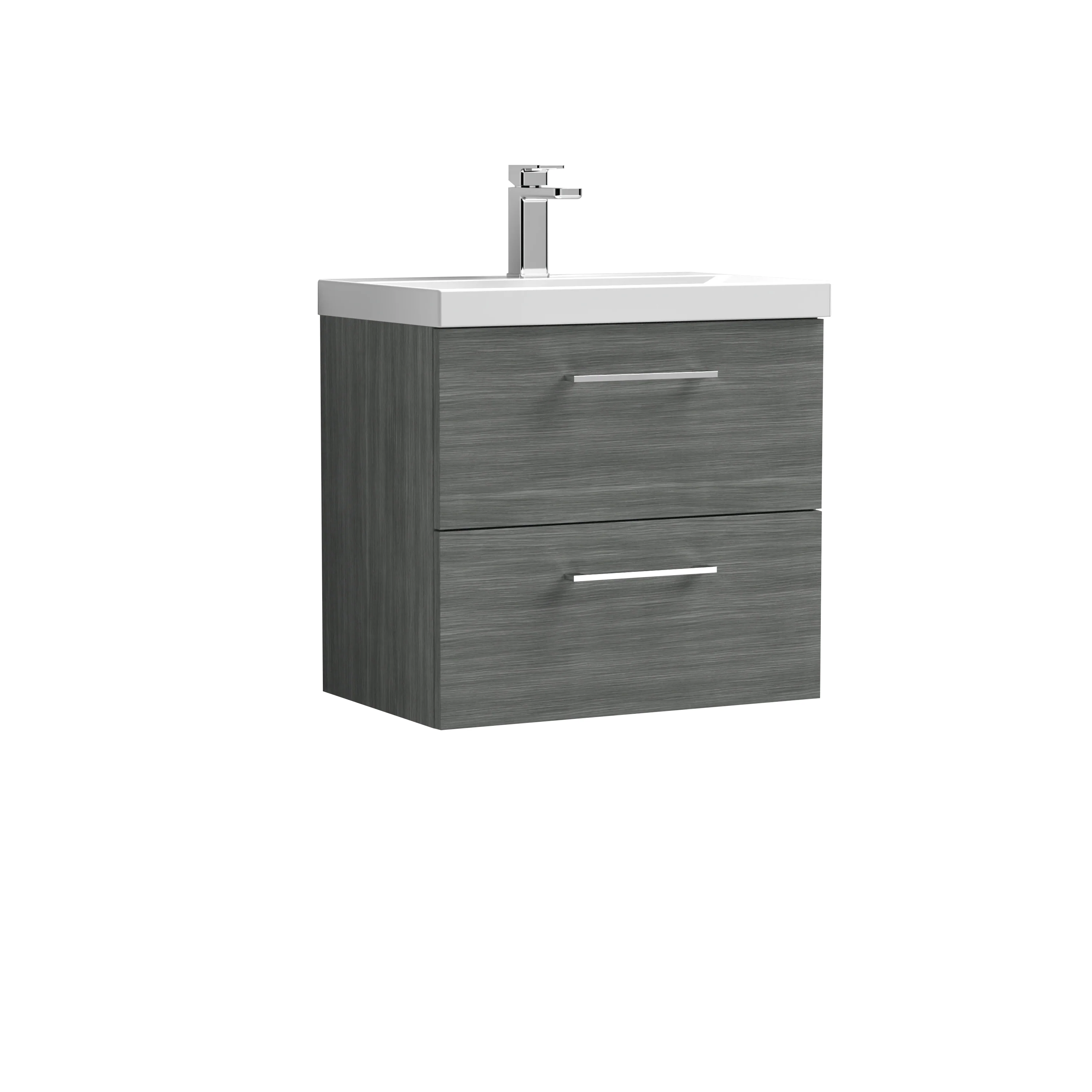 Nuie Arno 600mm Wall Hung 2-Drawer Vanity & Basin 3 - Anthracite