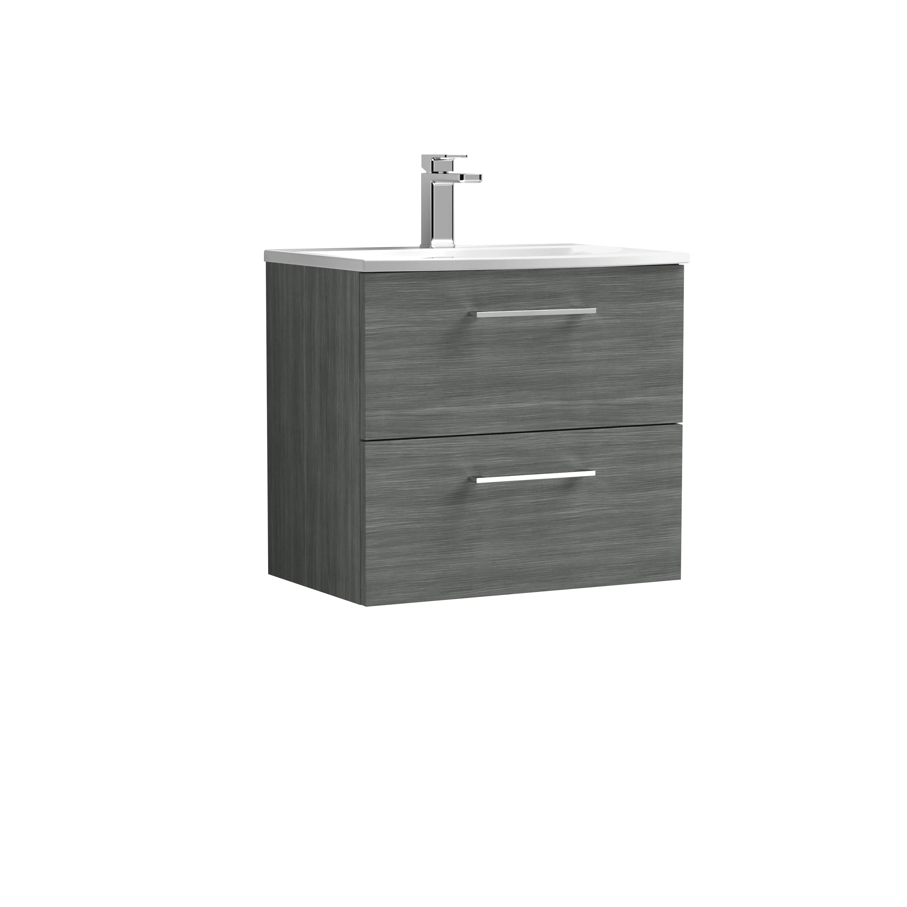 Nuie Arno 600mm Wall Hung 2-Drawer Vanity & Basin 4 - Anthracite